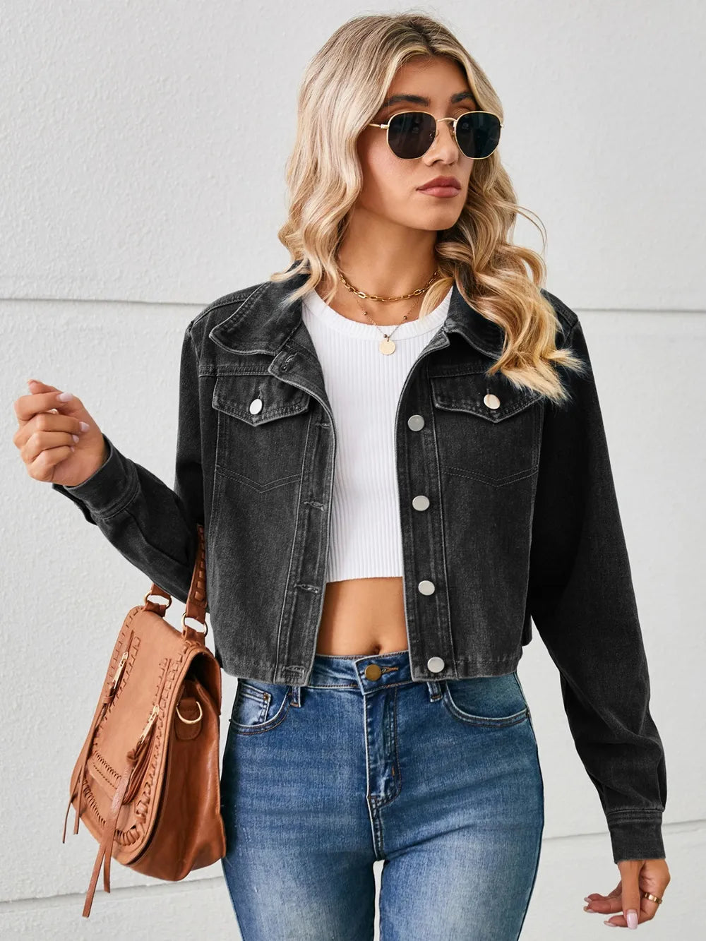 Long Sleeve Button-Up Denim Jacket by Manny