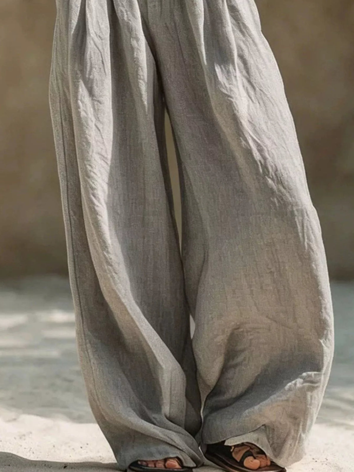Elastic Waist Wide-Leg Plus Size Pants