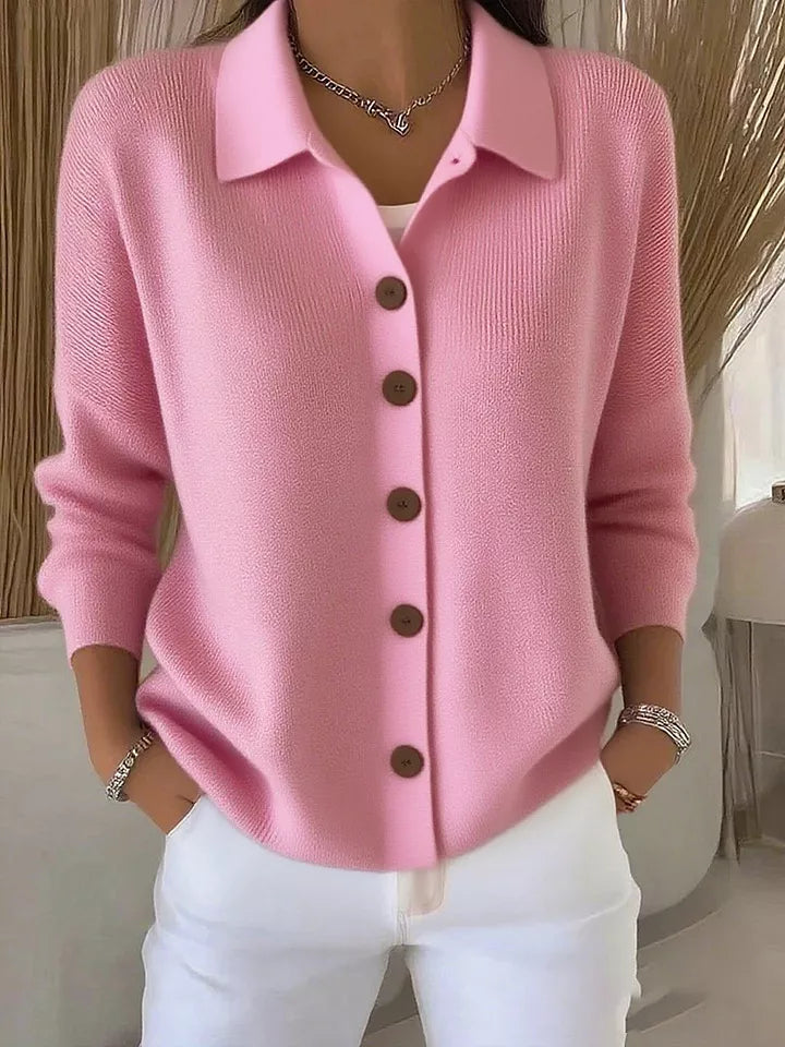 Collared Button-Down Knit Cardigan