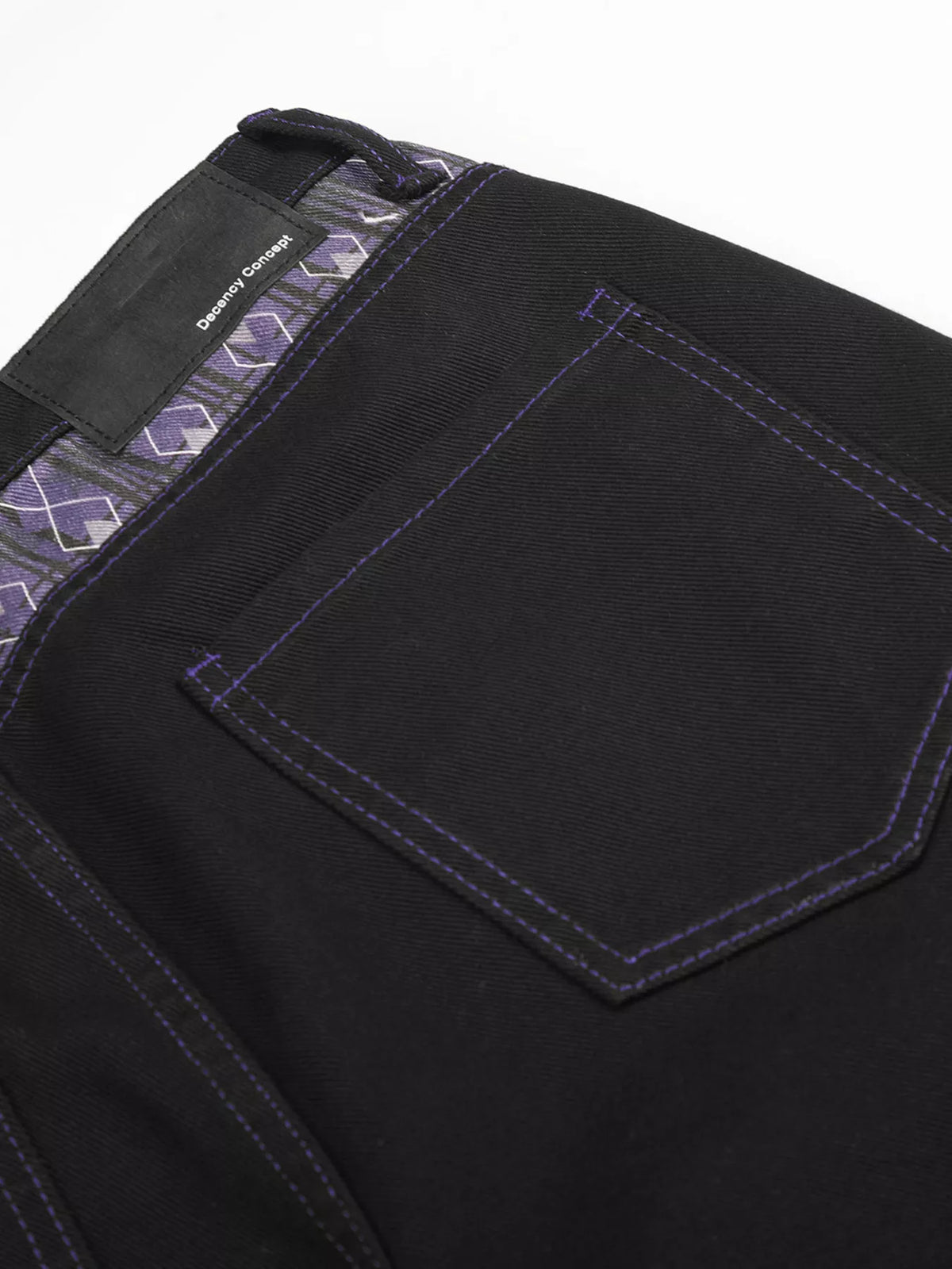 High-Waisted Wide-Leg Jeans with Argyle Accents in Black by TrendMaster