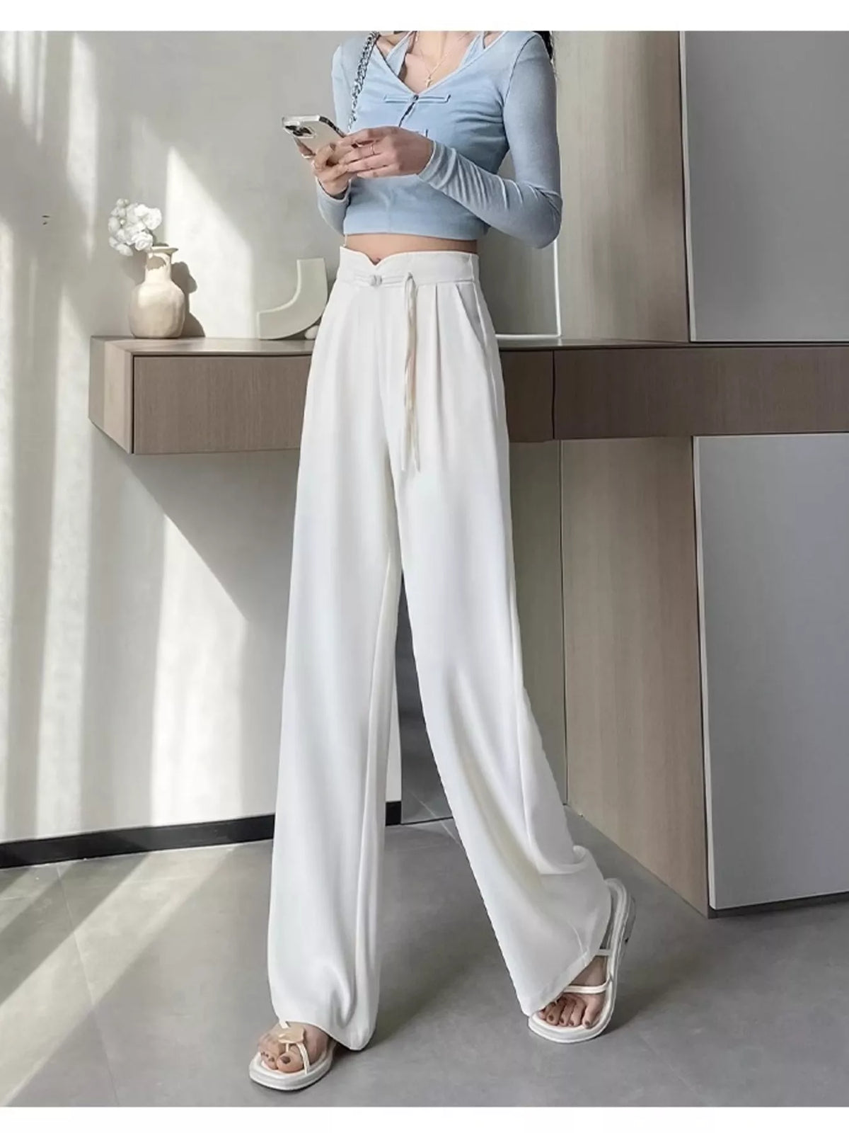 Pocketed High-Waisted Wide-Leg Pants