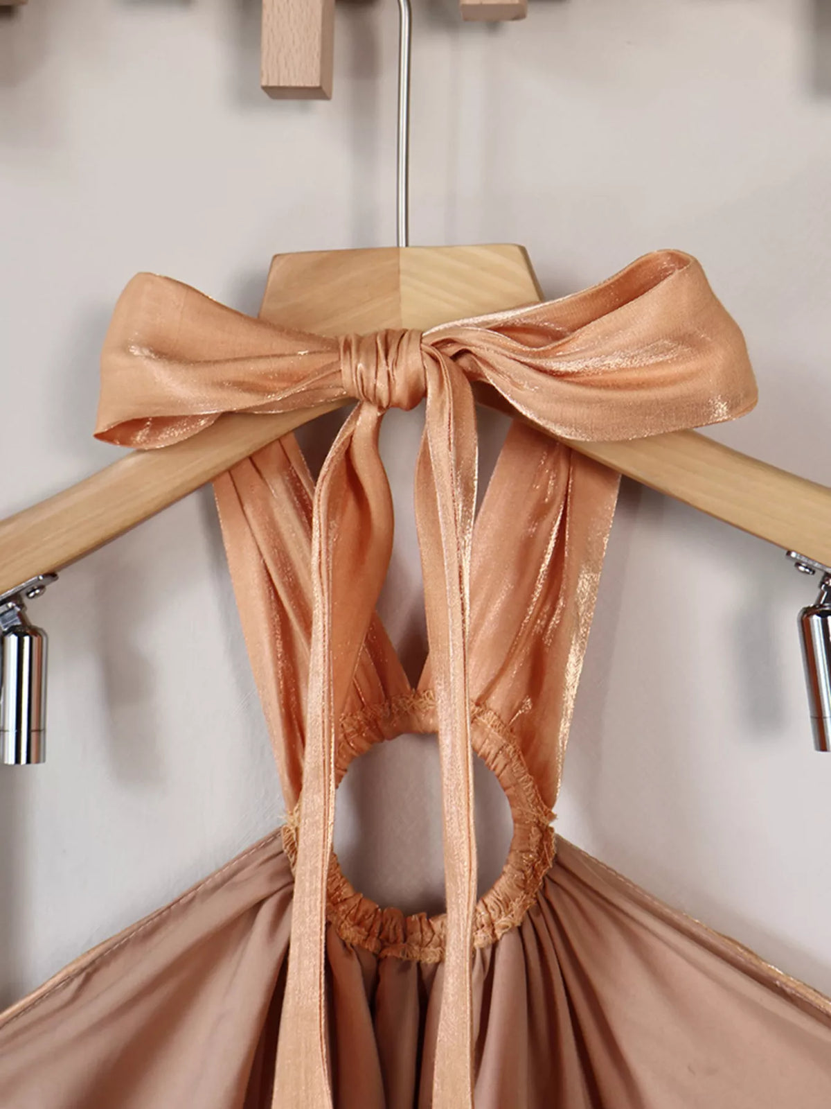 Halter Neck O-Ring Maxi Dress in Khaki