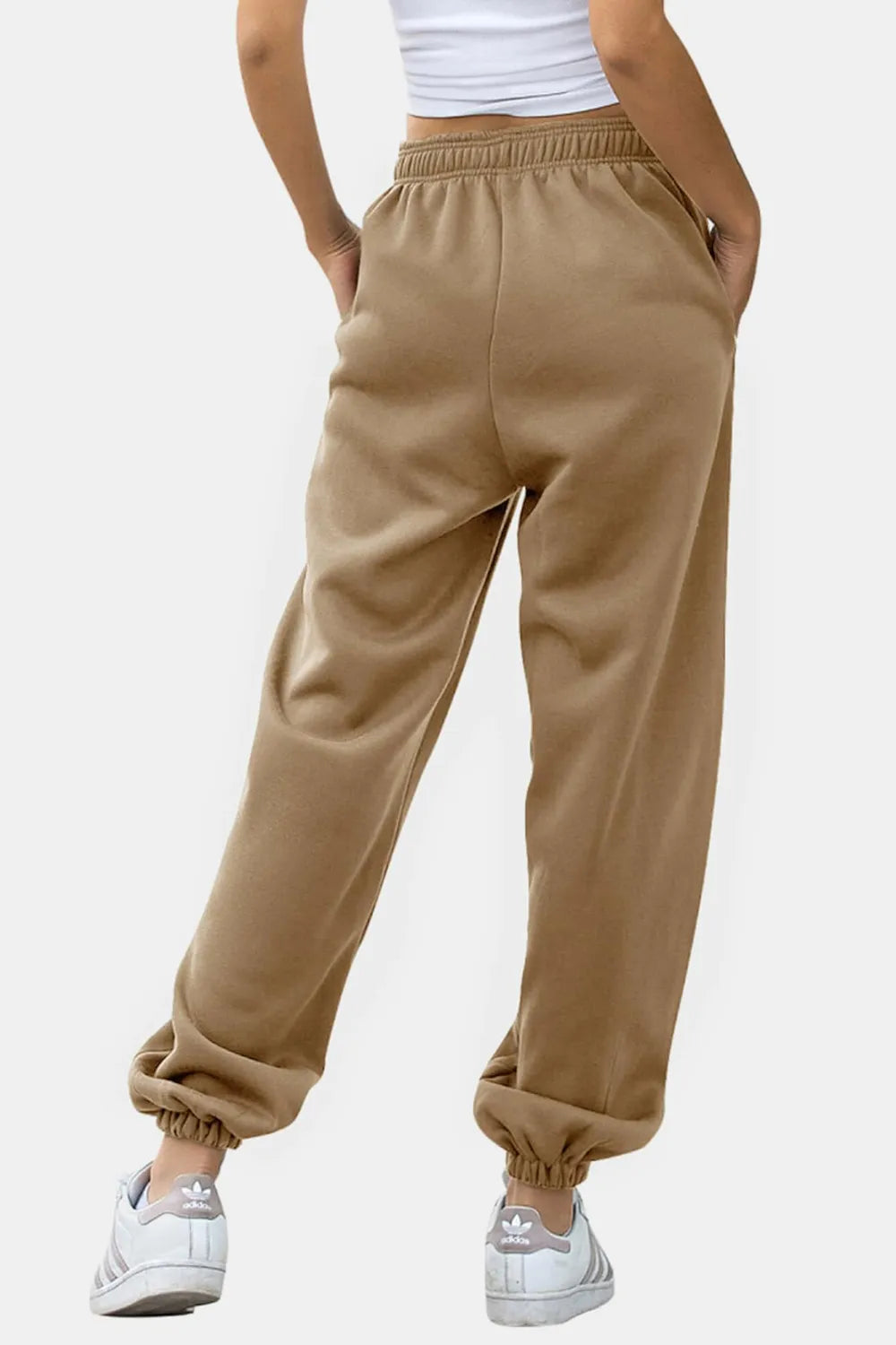Tie-Waist Joggers with Pockets in Neutral Shades by K&L