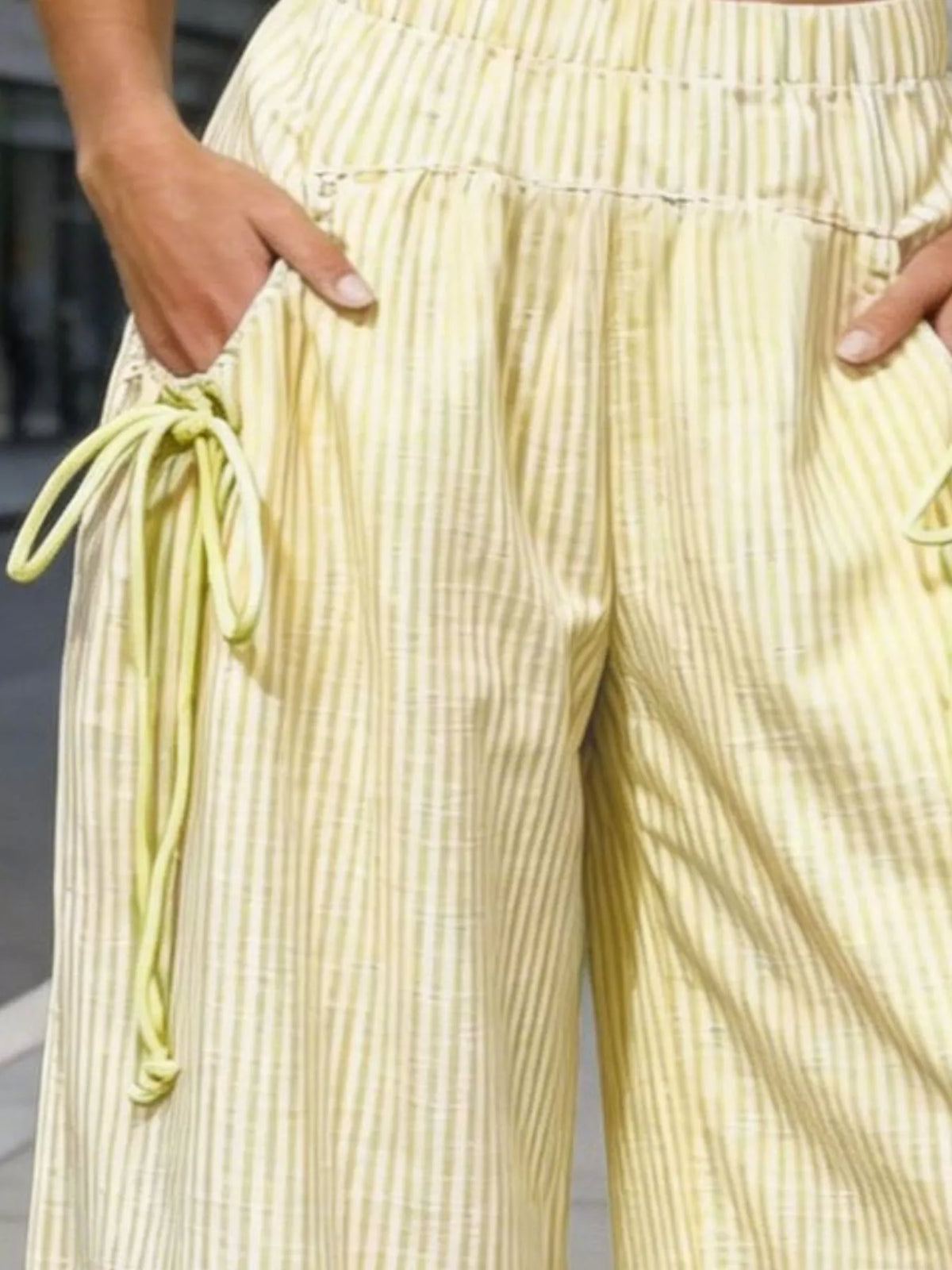 High-Waisted Striped Wide-Leg Pants