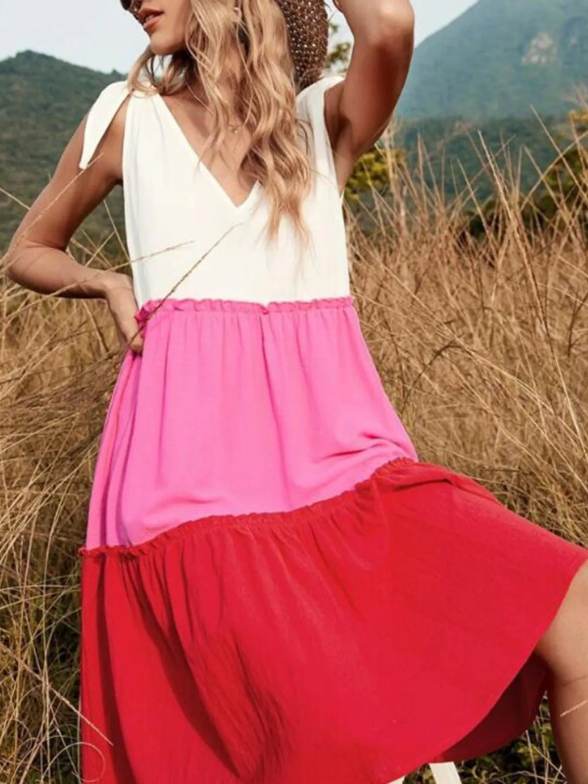 Colorblock Tiered Midi Tank Dress by ArtisticExpression