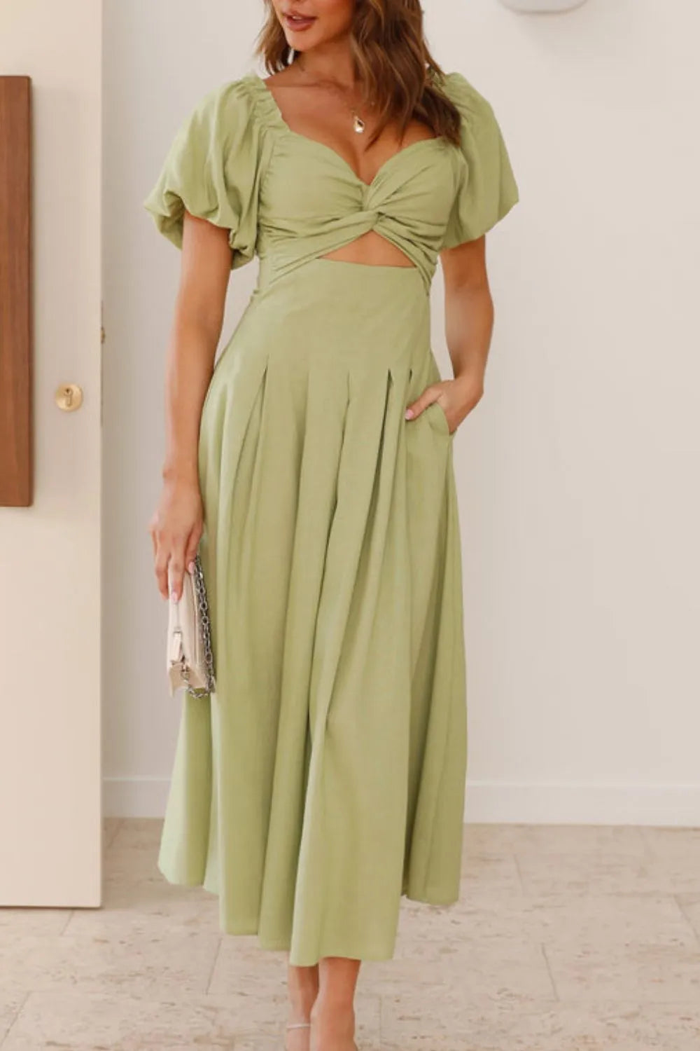 Sweetheart Neck Puff Sleeve Dress