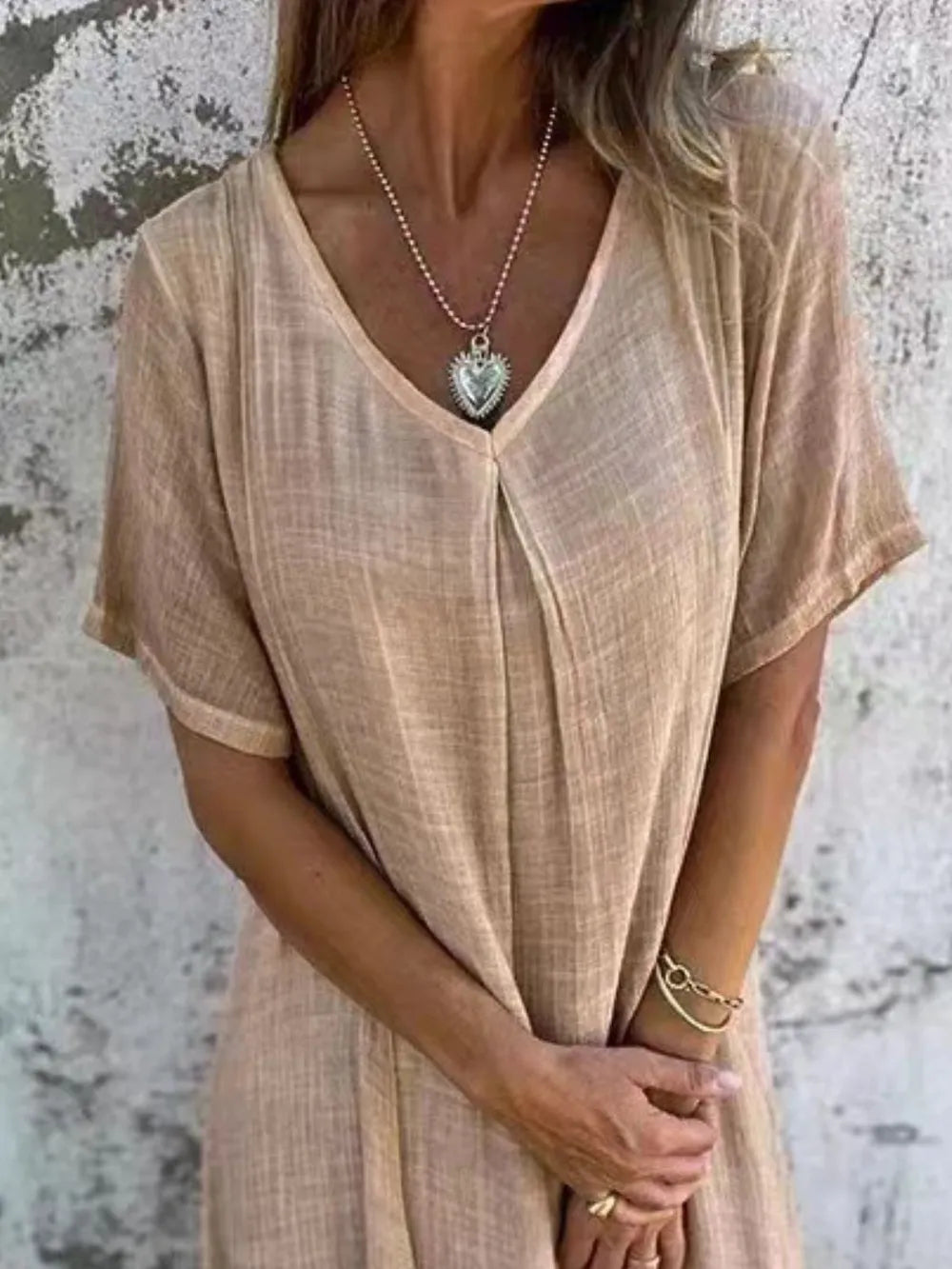 Plus Size V-Neck Midi Dress