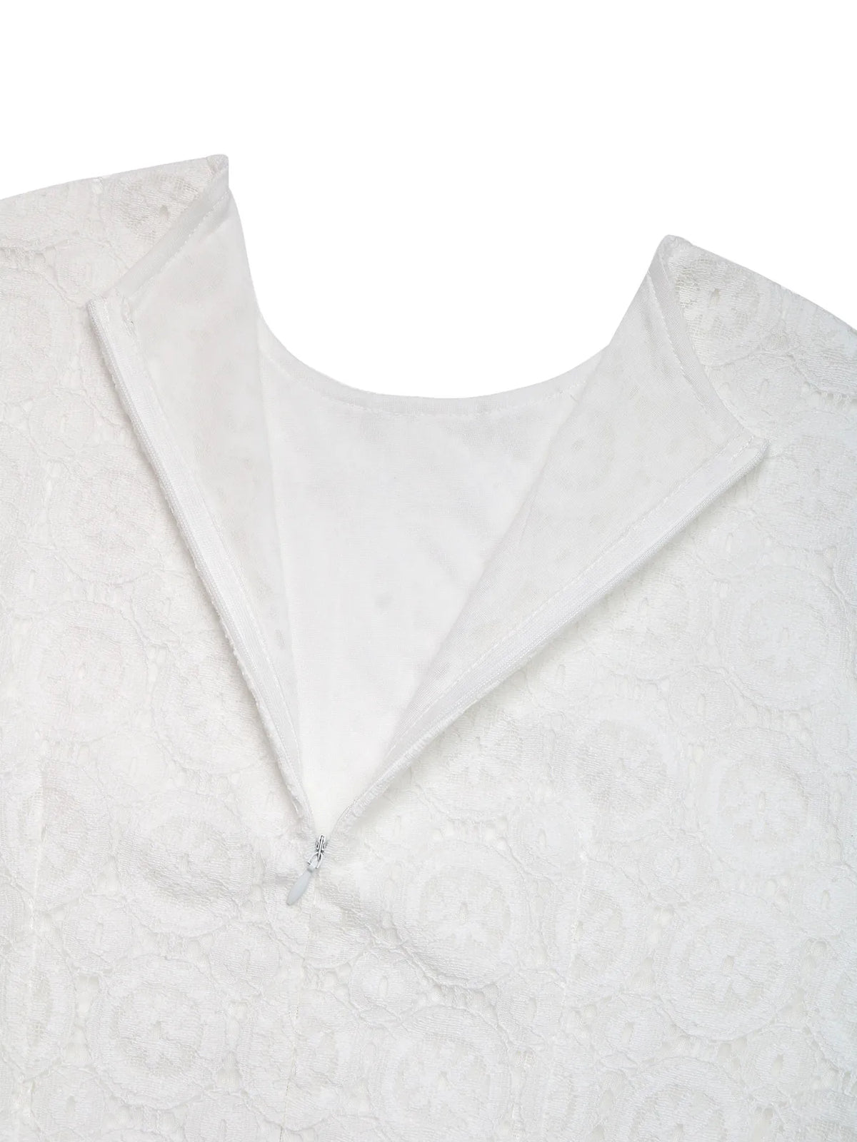 Lace Long Sleeve Midi Dress in White