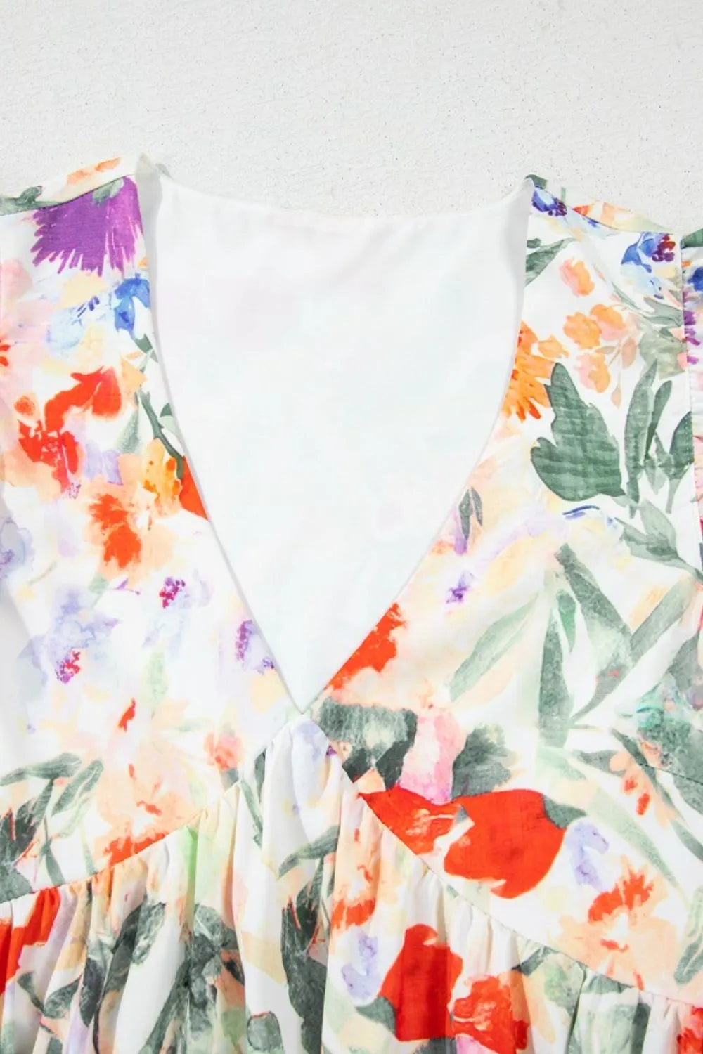 Floral V-Neck Mini Dress with Ruffle Sleeves