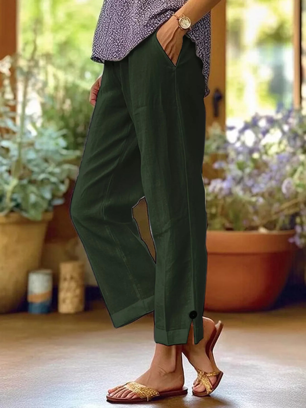 Plus Size Slit Wide Leg Pants