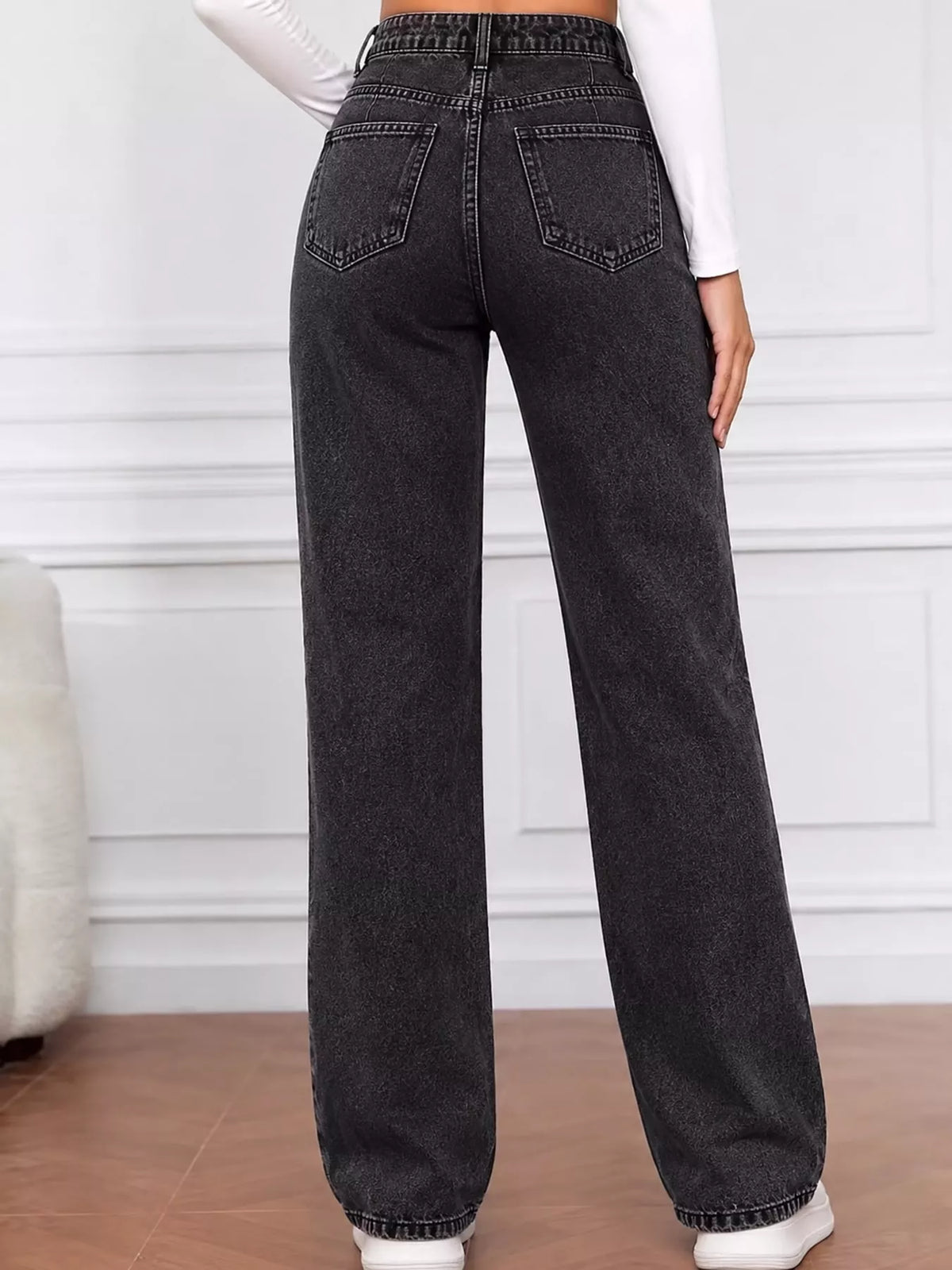High-Waisted Vintage Wash Jeans