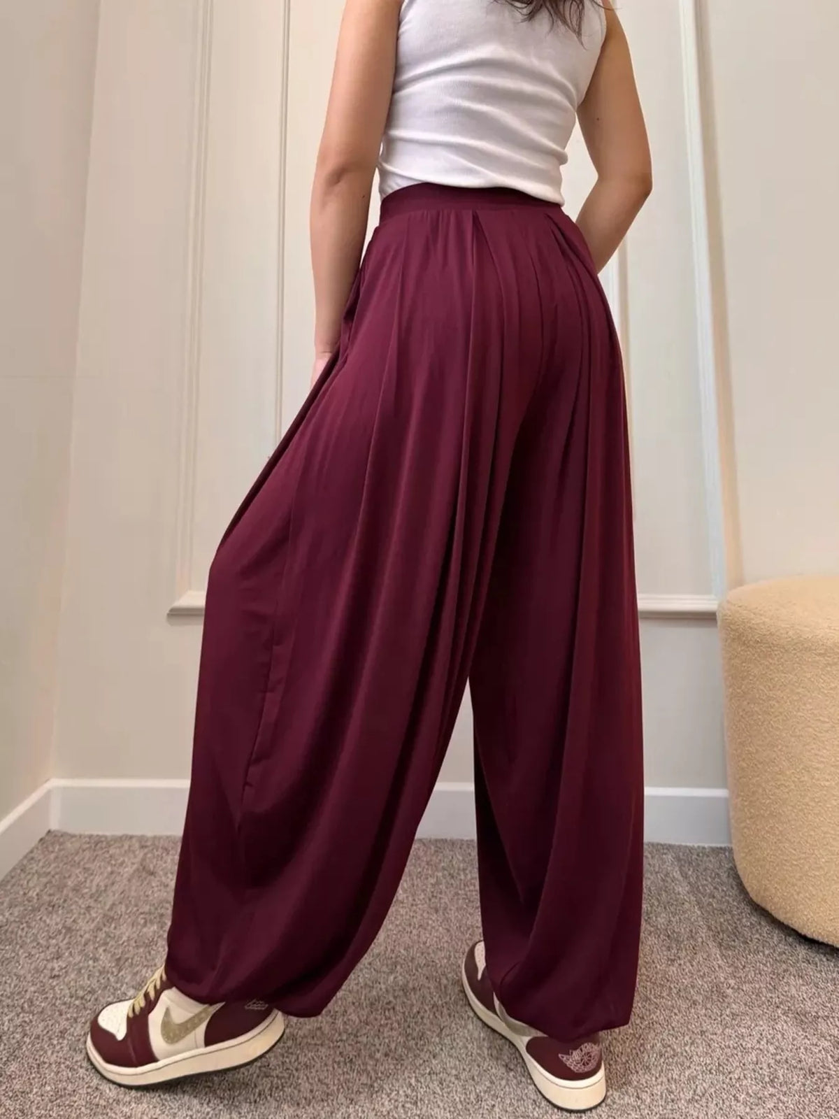 High-Waisted Pleated Wide-Leg Pants