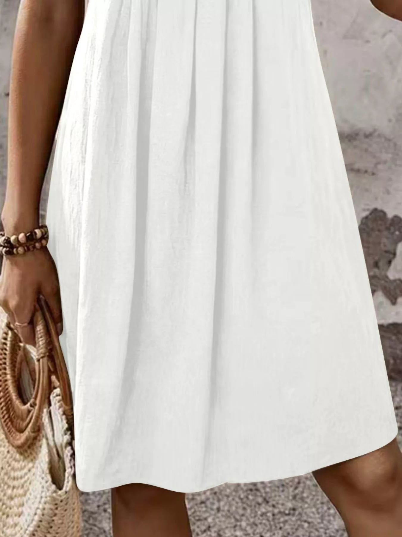 Zipper-Front Pleated A-Line Dress