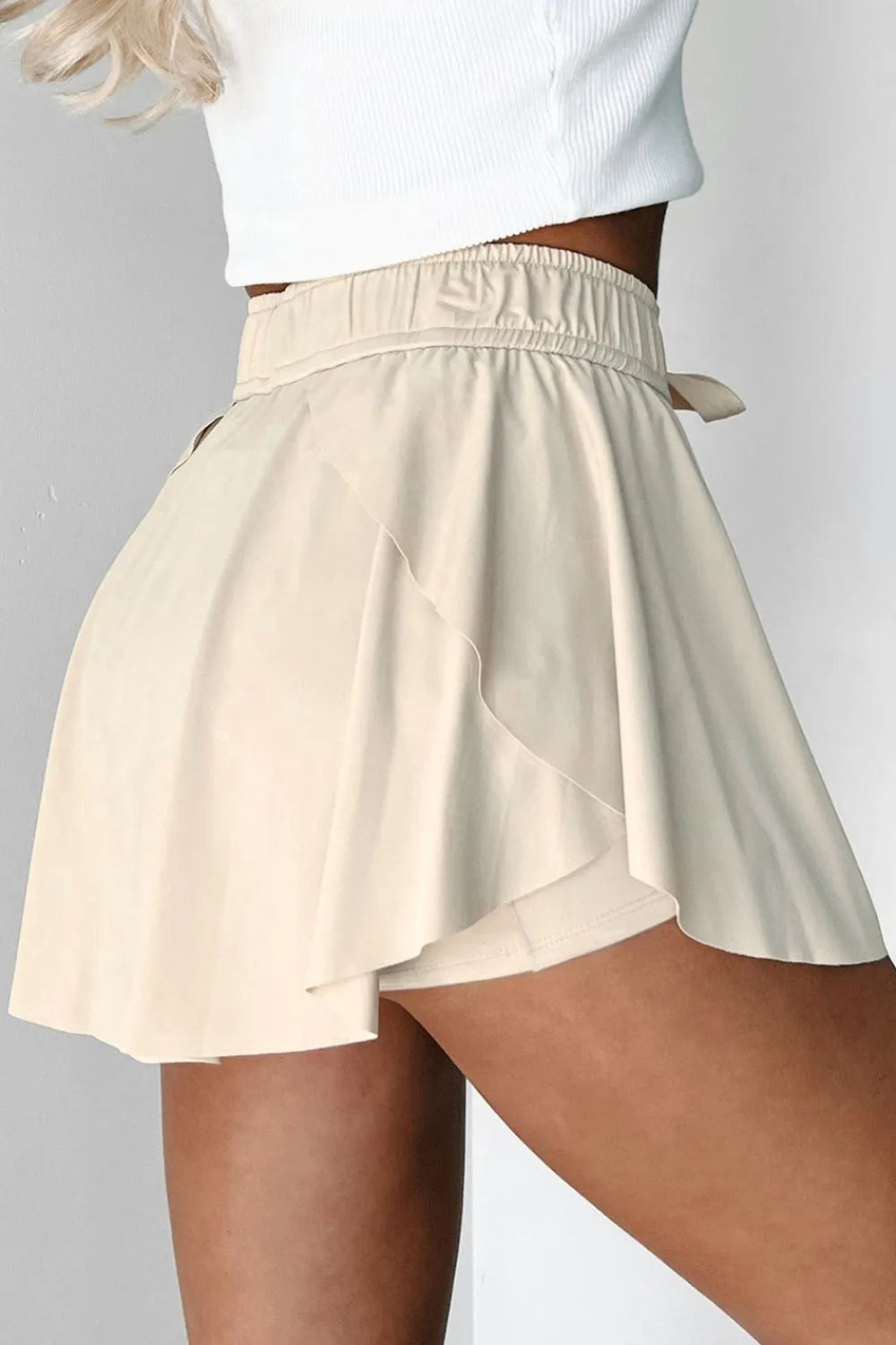 Drawstring High-Waist Active Skorts