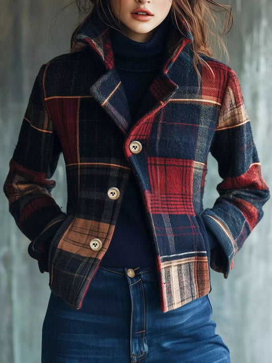 Plaid Button-Up Blazer