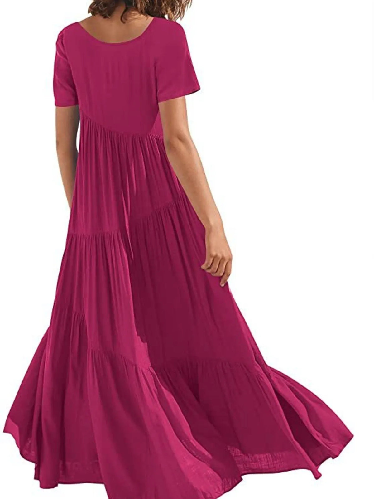 Round Neck Tiered Ruffle Maxi Dress