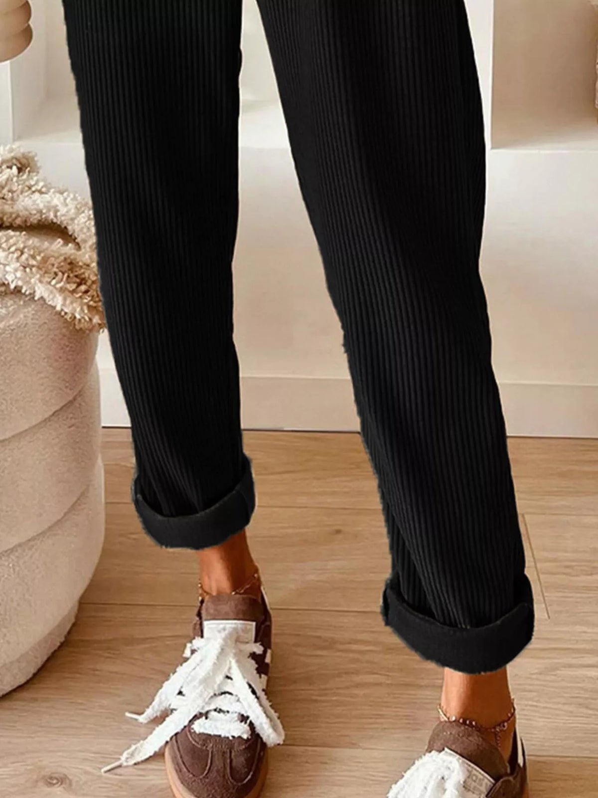 Corduroy Drawstring Waist Pants