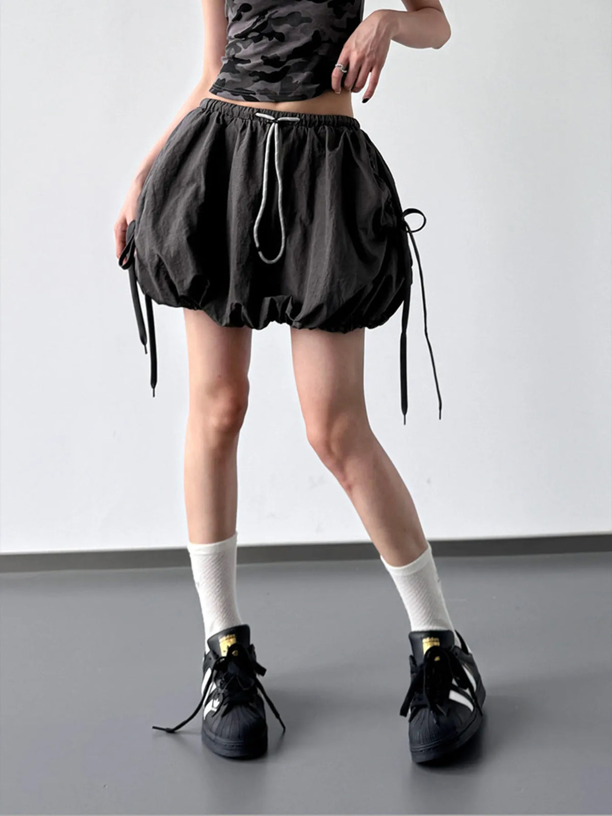 Bubble Hem Drawstring Shorts