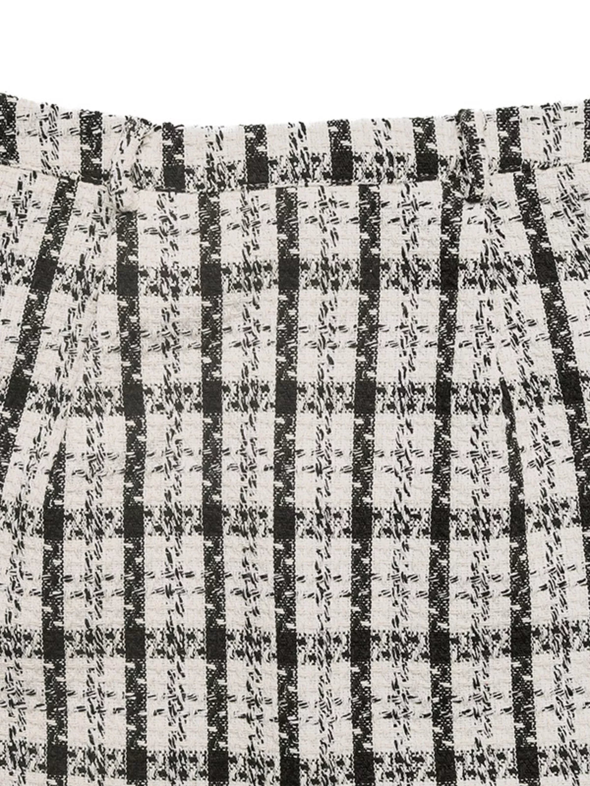 Black High-Waisted Tweed Plaid Midi Skirt