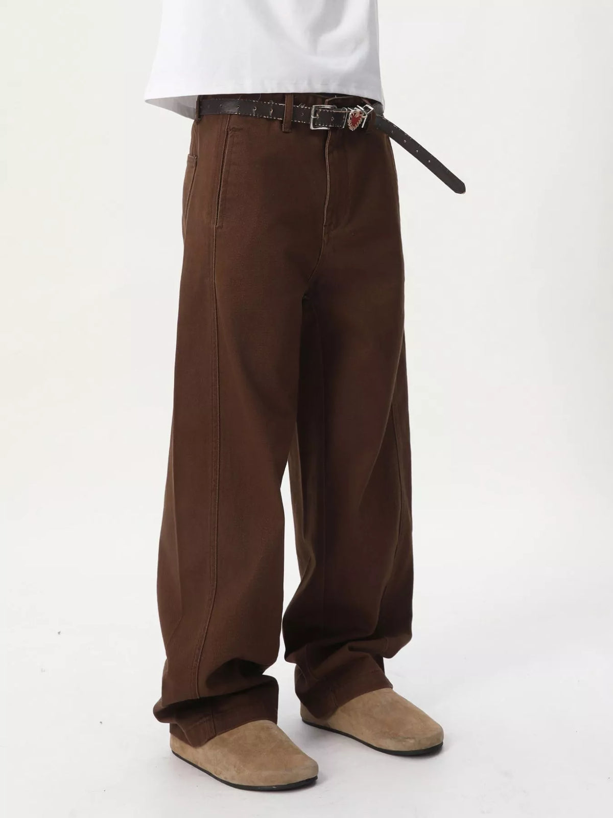 Vintage Wash Wide Leg Jeans in Brown by DashingTogs