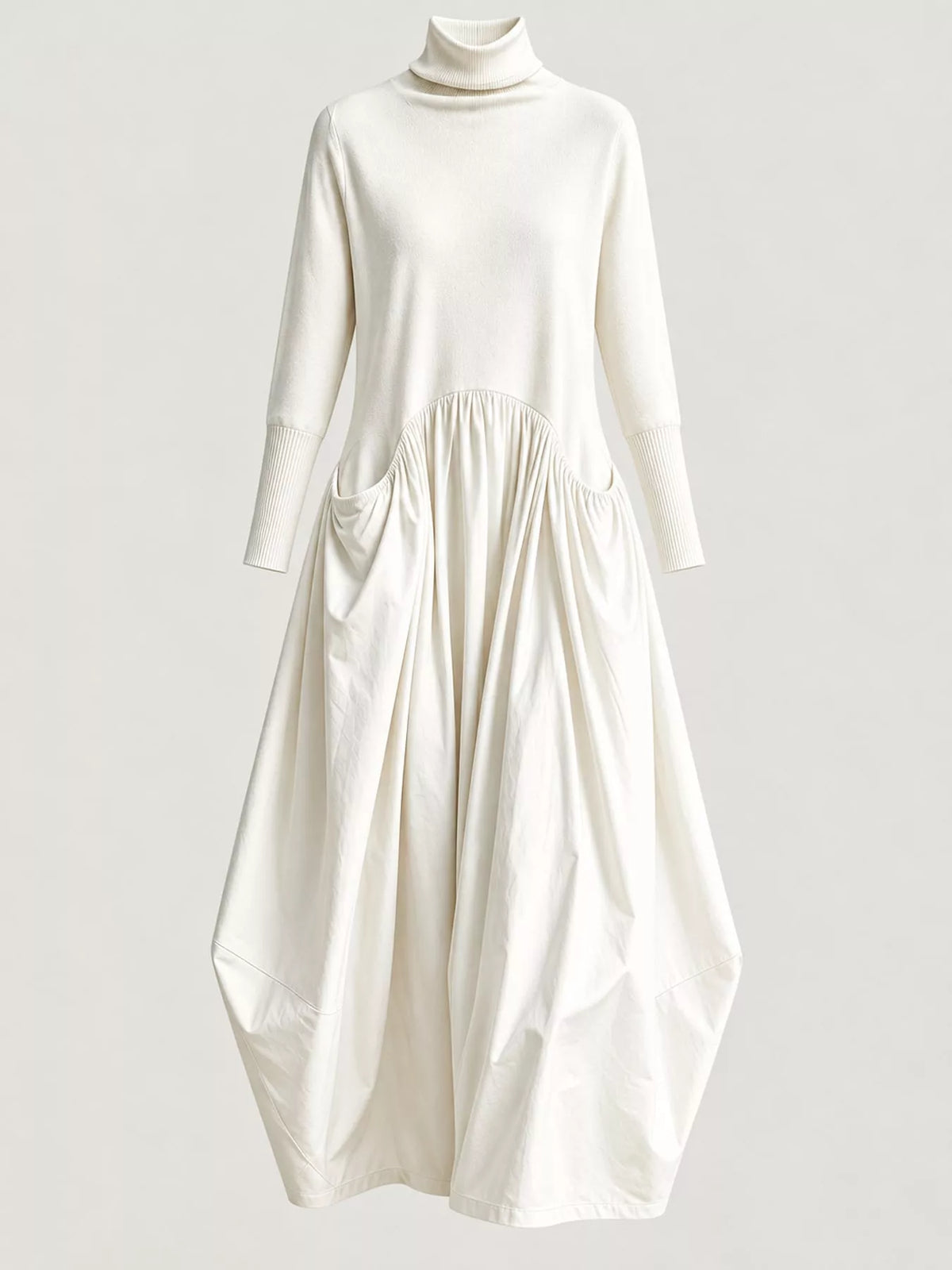 Turtleneck Long-Sleeve Maxi Dress