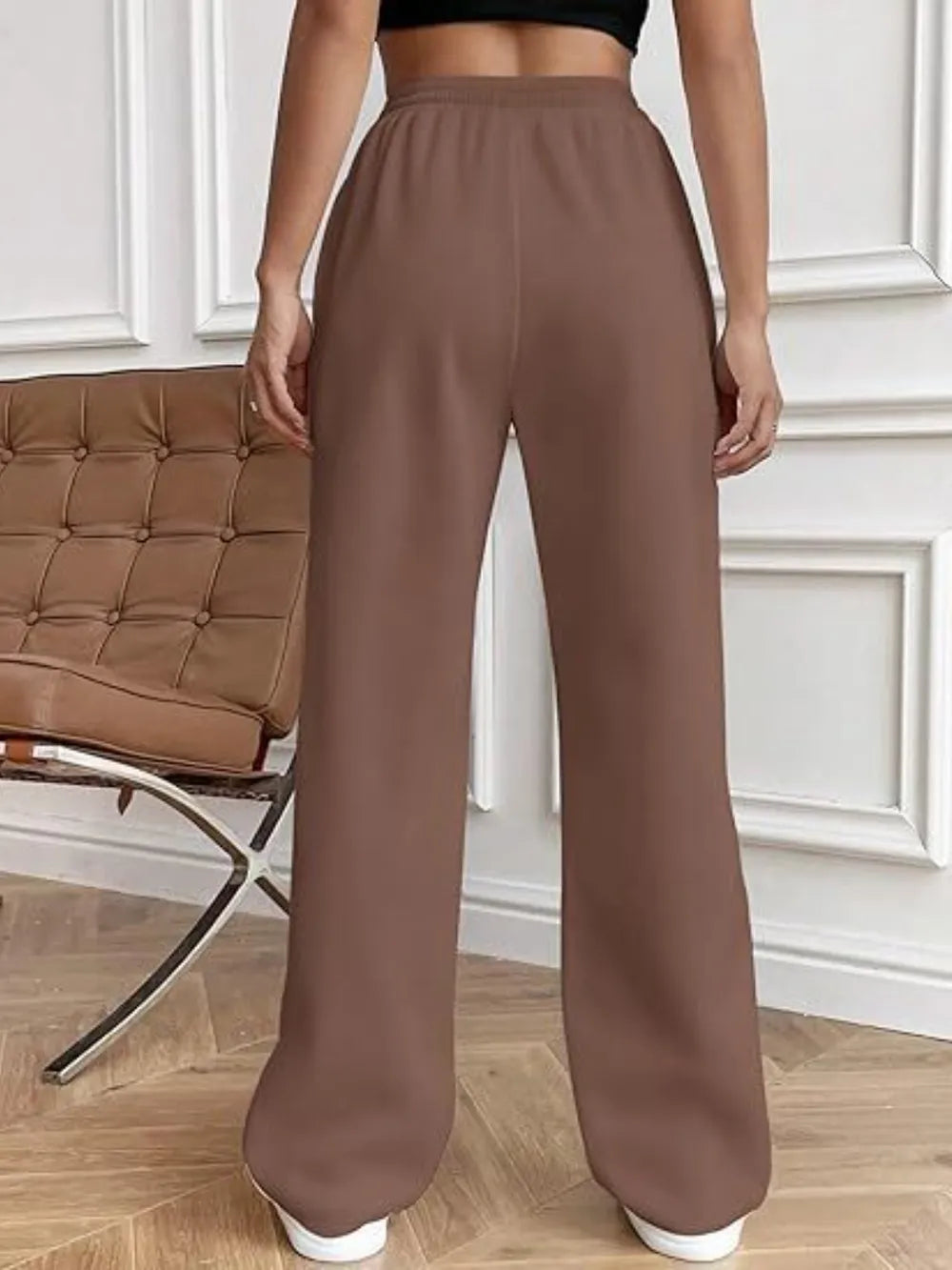 Drawstring Wide Leg Pants with Pockets by K&L