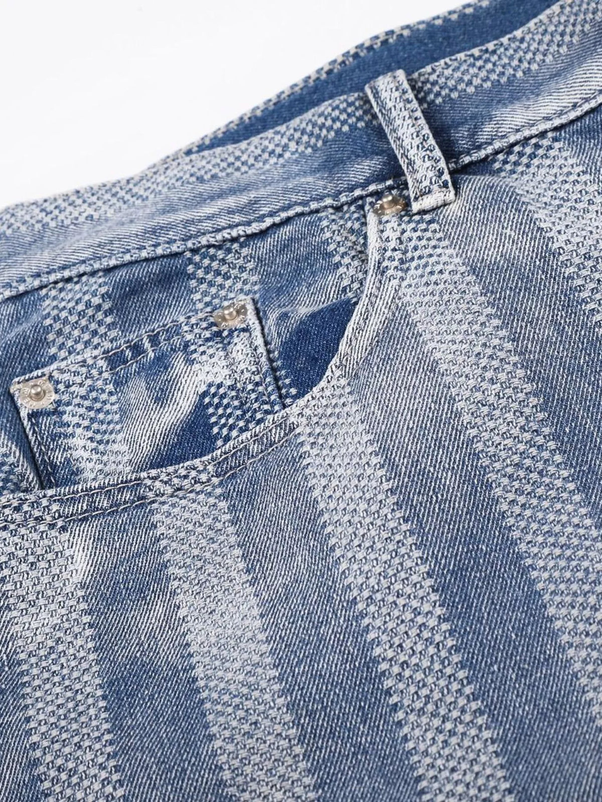 Striped Wide Leg Denim Capris in Blue by TrendMaster
