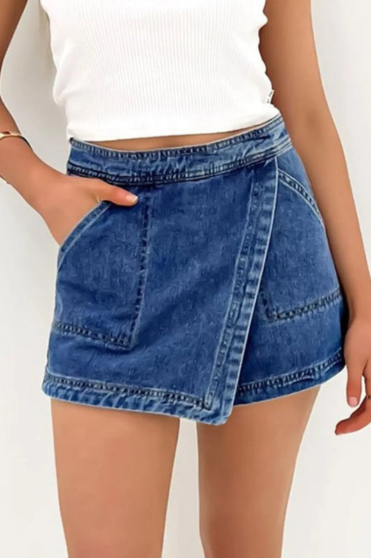 Asymmetrical Denim Skort in Medium