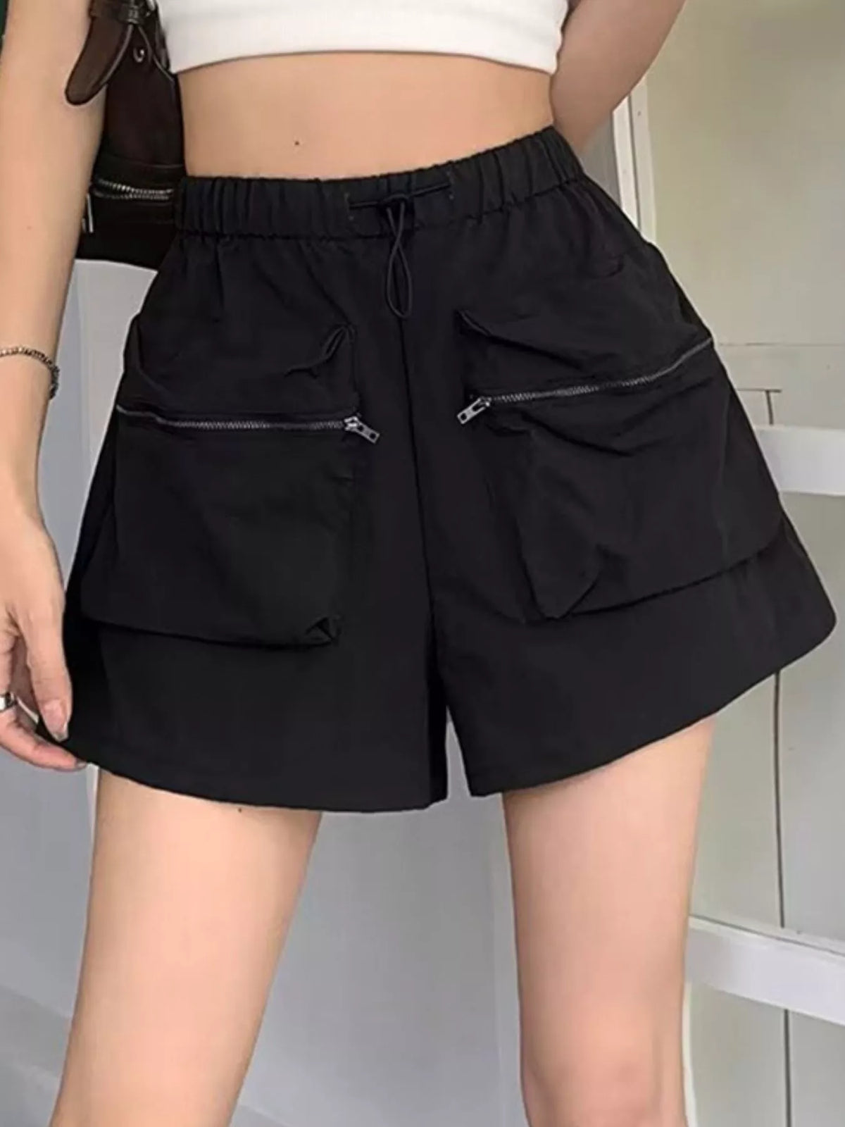 High Waist Cargo Shorts