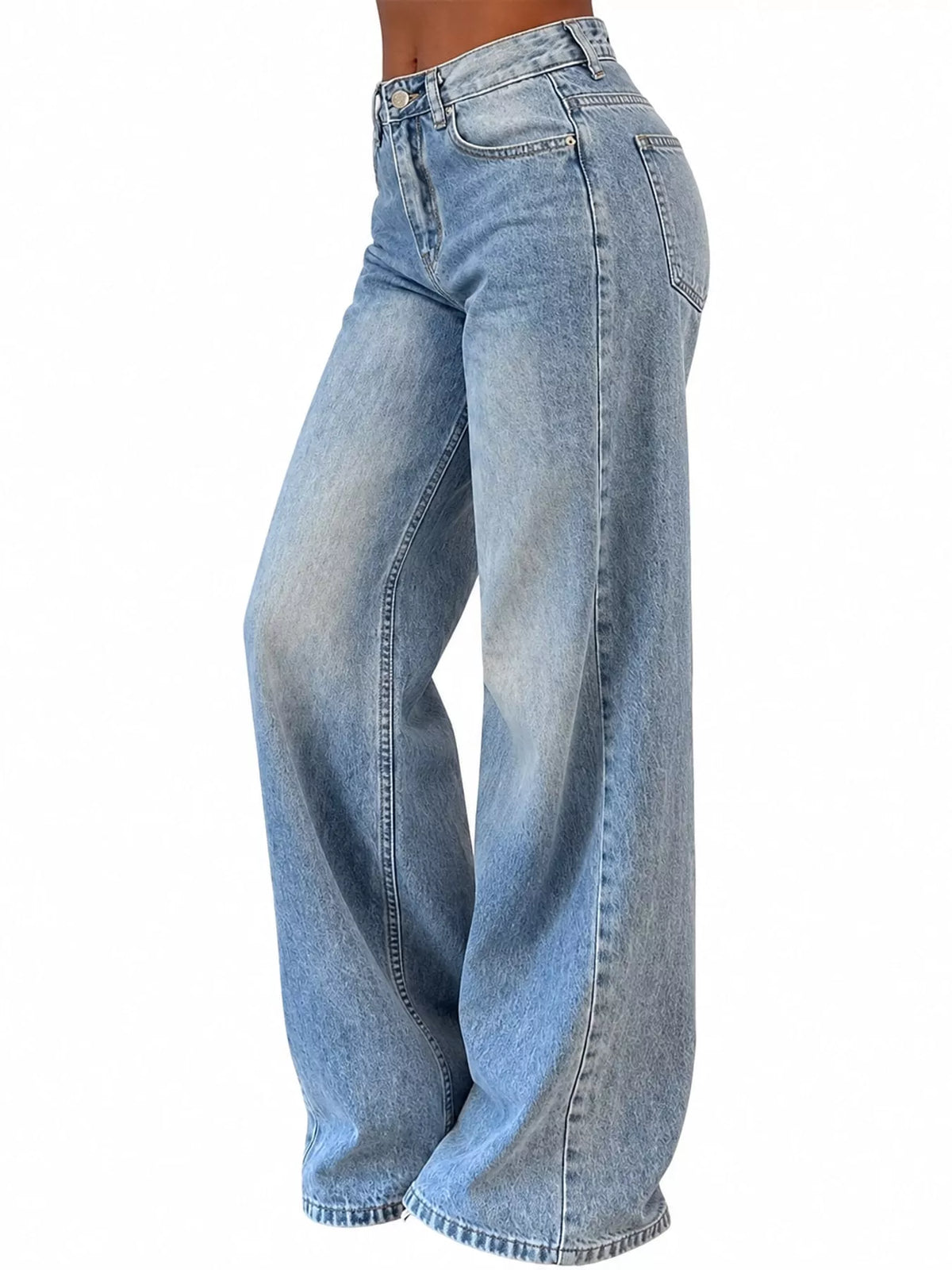 Wide-Leg Vintage Wash Jeans