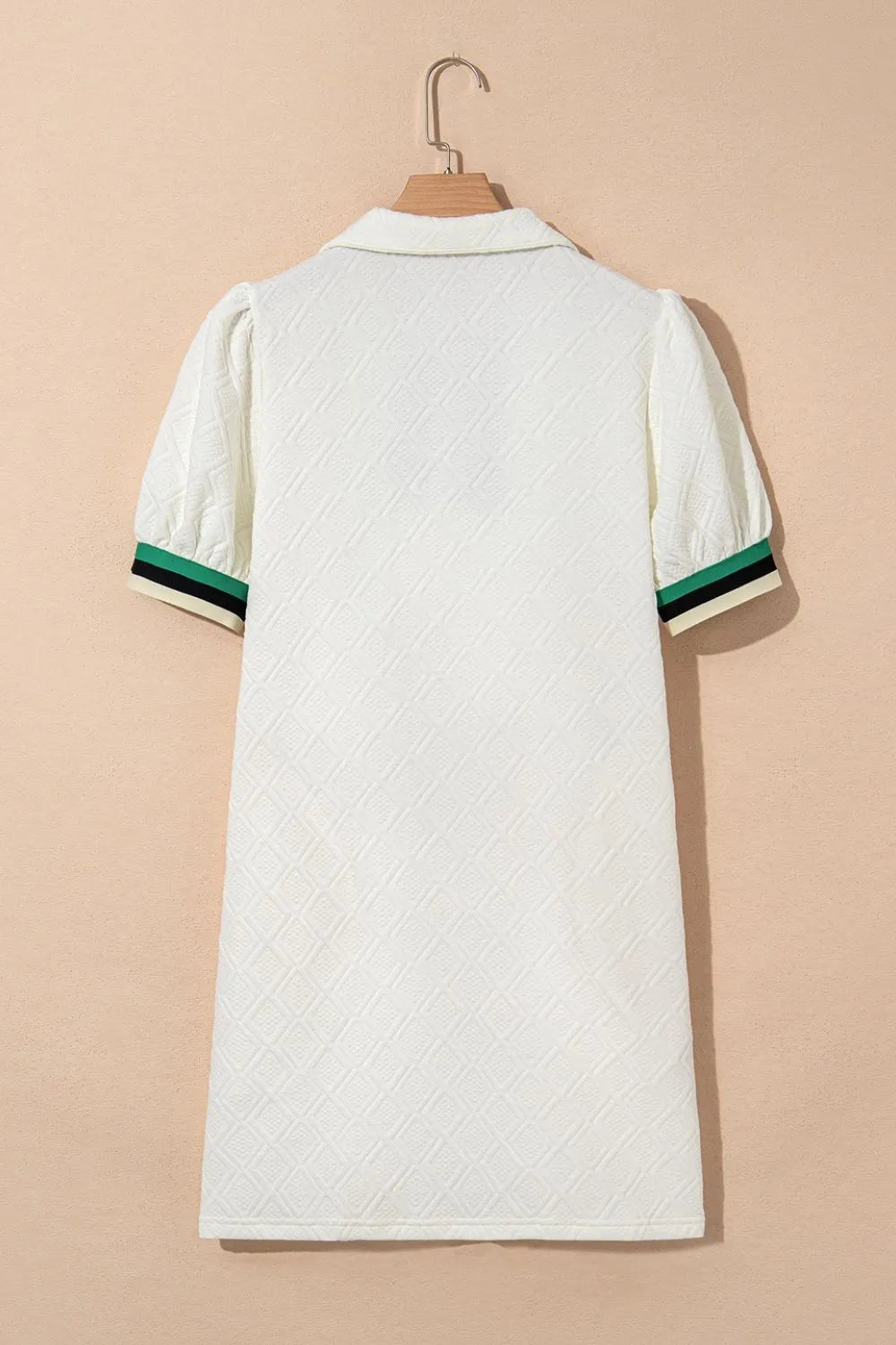 Striped Collared Zip-Up Textured Dress