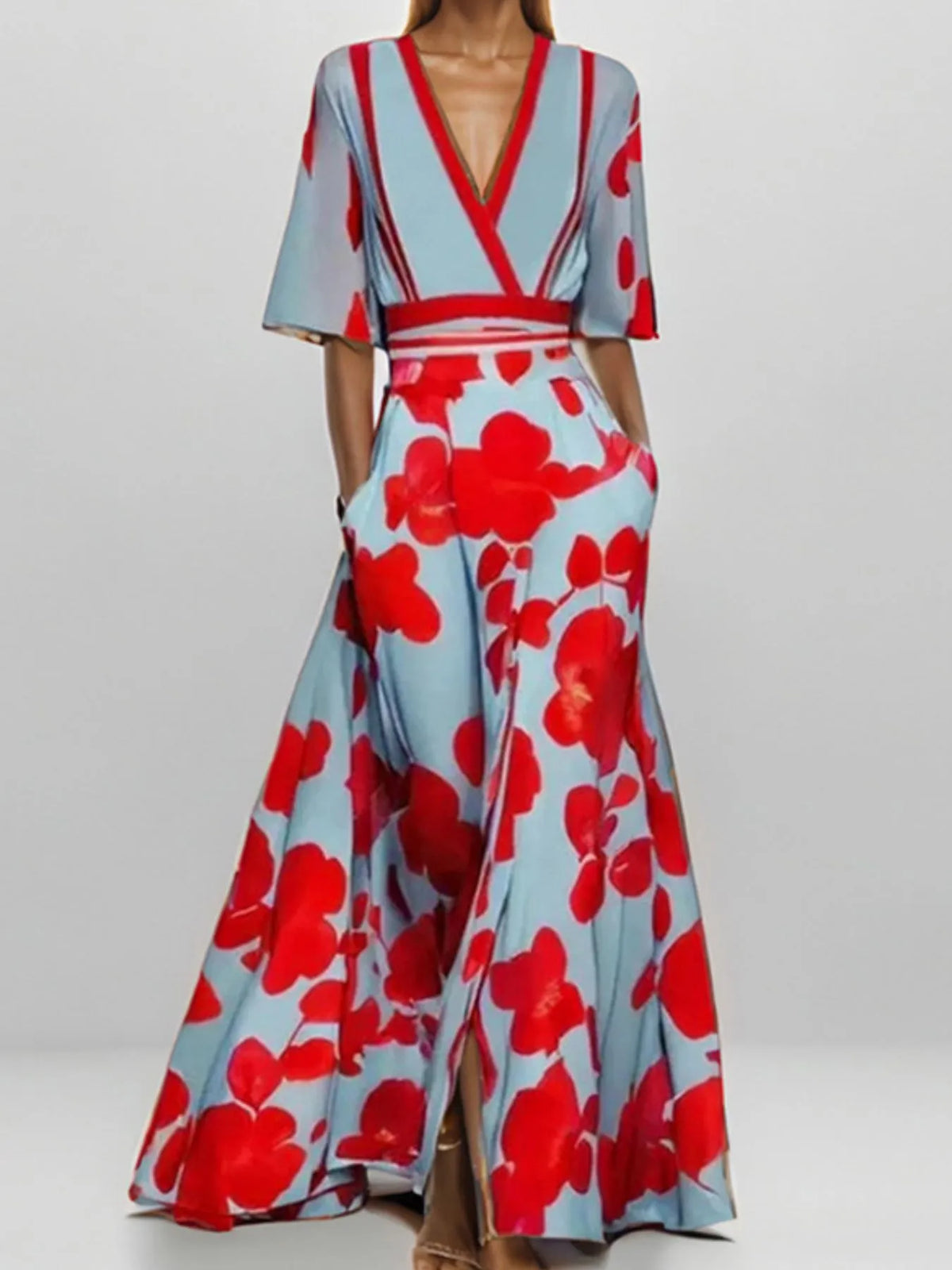 Floral Print Wrap Maxi Dress