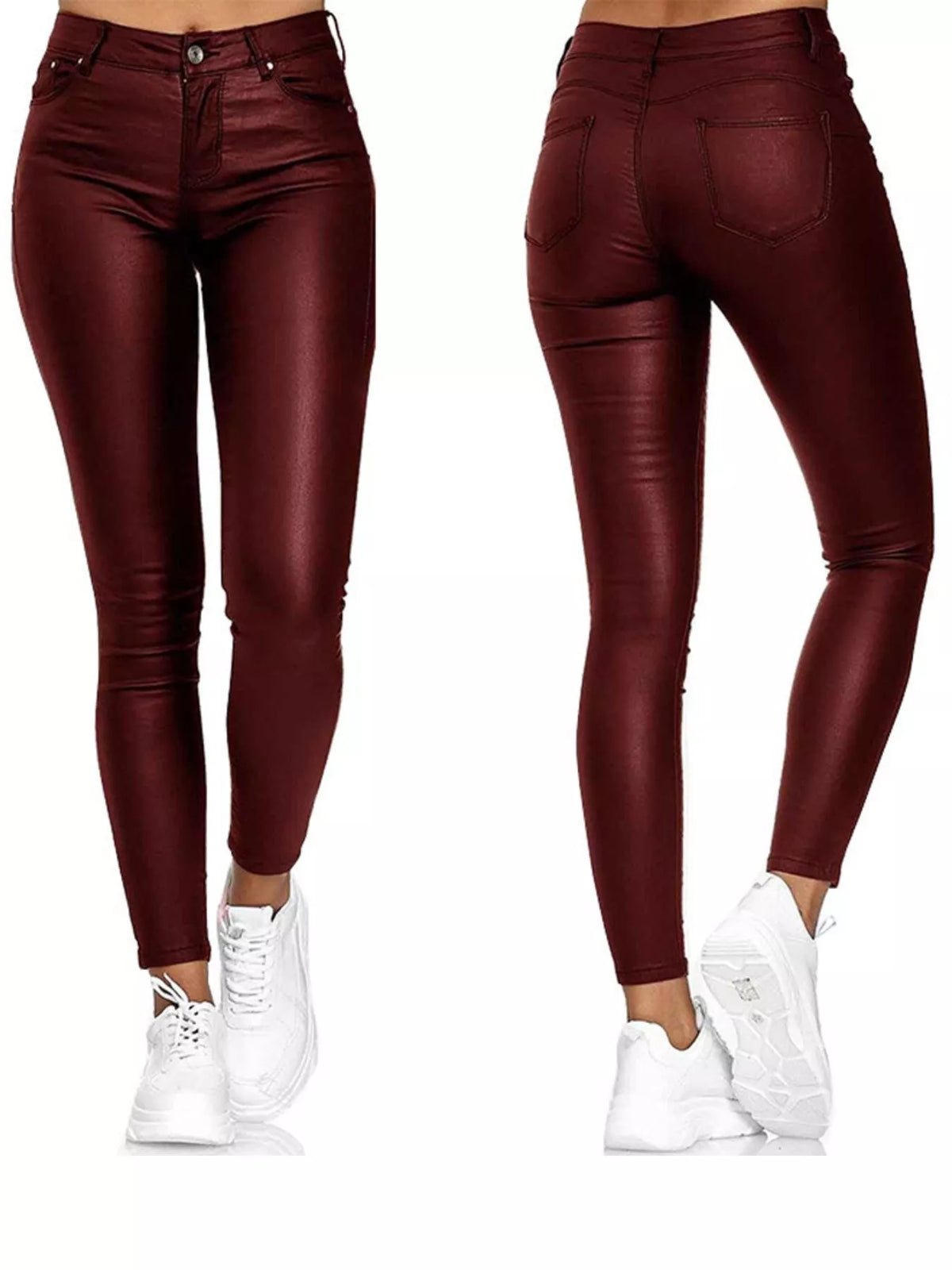 High-Waisted Faux-Leather Skinny Pants