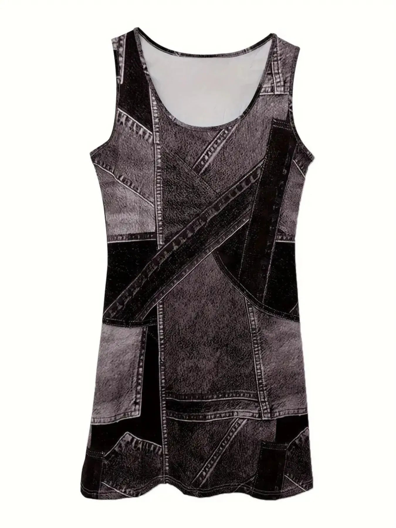 Patchwork Denim Tank Dress