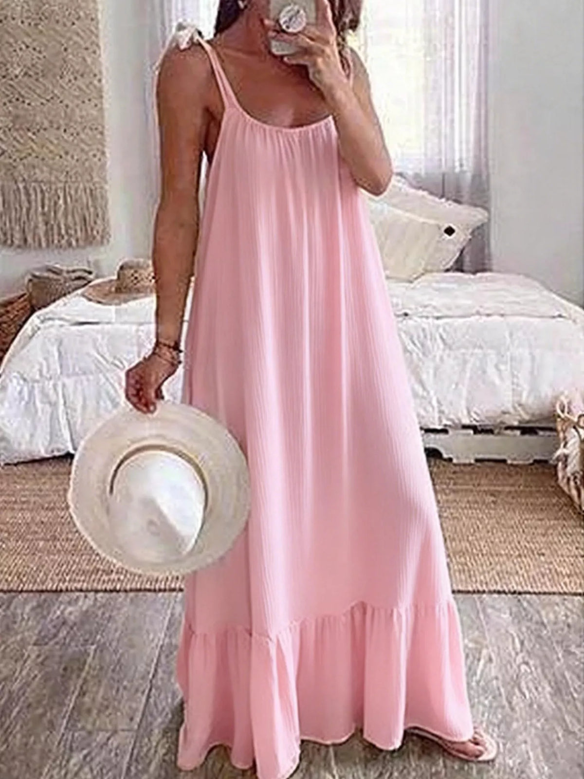 Sleeveless Tie Strap Maxi Dress