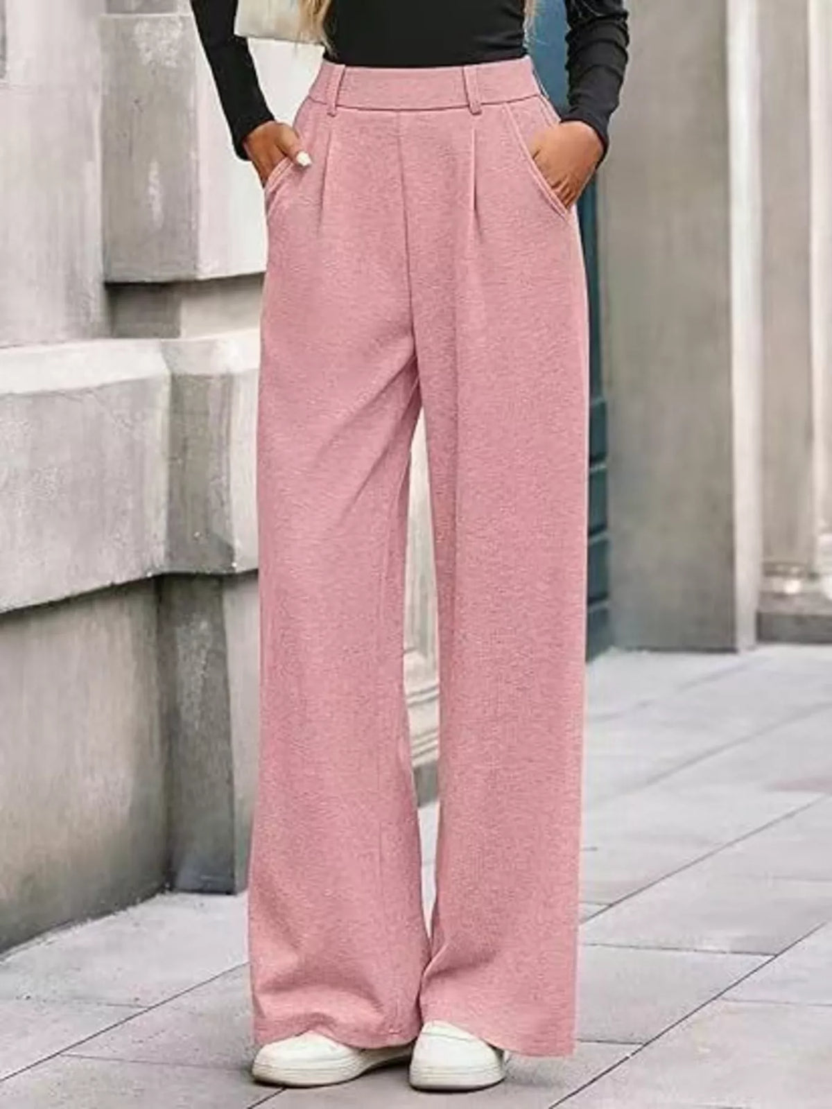 Slightly Stretchy Wide Leg Pants