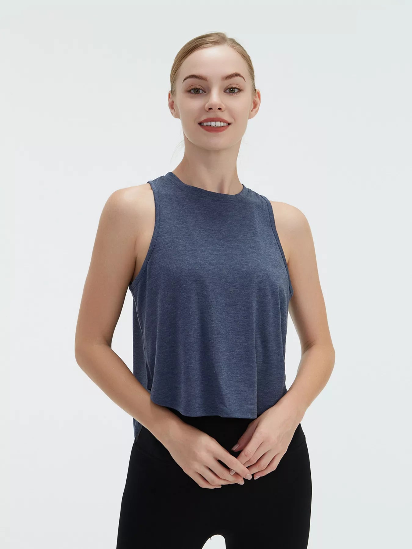 Cutout Back Round Neck Active Tank