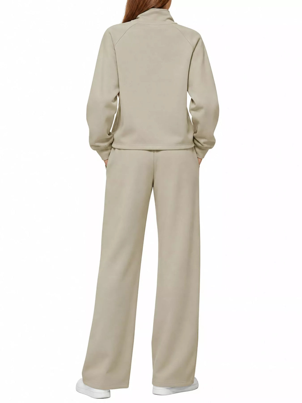 Half-Zip Sweatshirt and Wide-Leg Pants Set