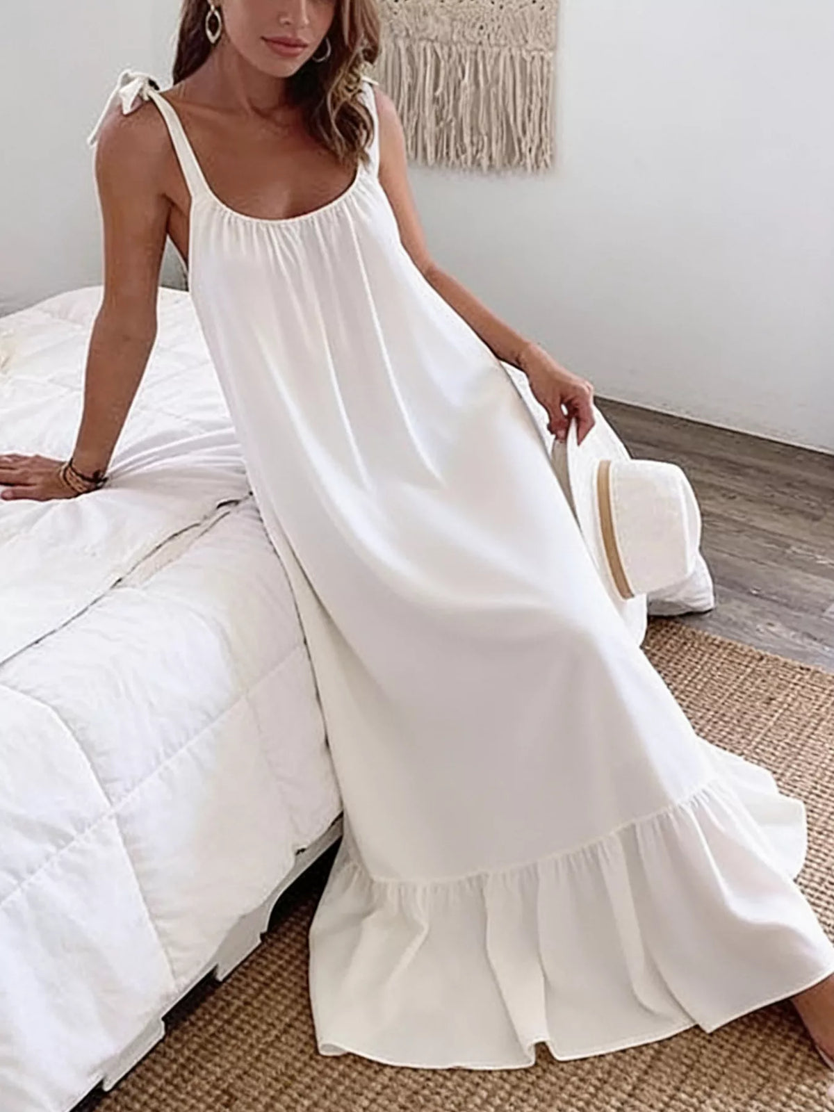 Sleeveless Tie Strap Maxi Dress