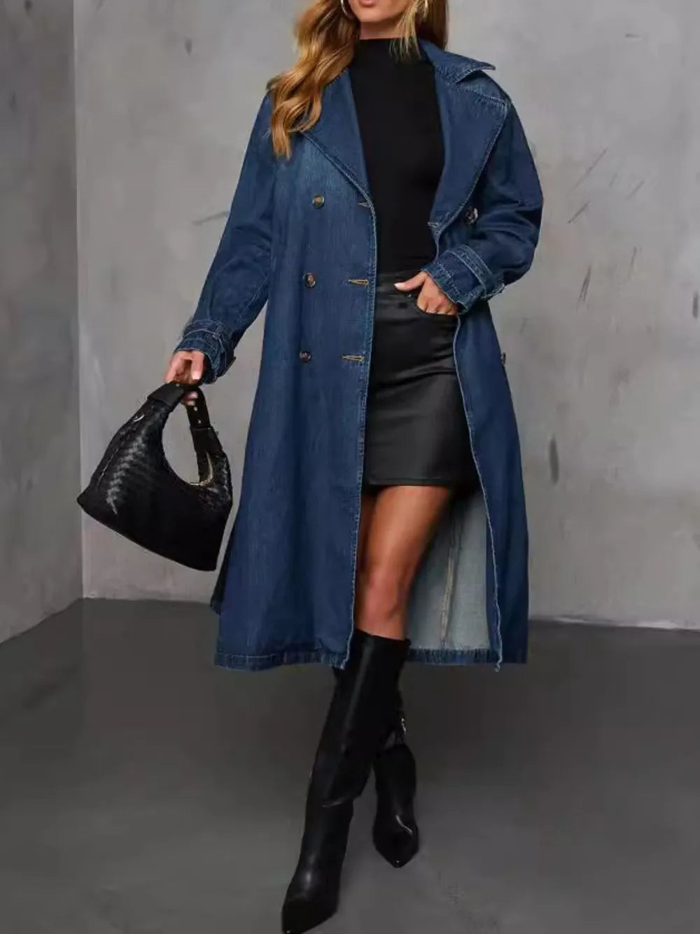 Longline Denim Jacket in Dark Wash by Y.Y@Denim