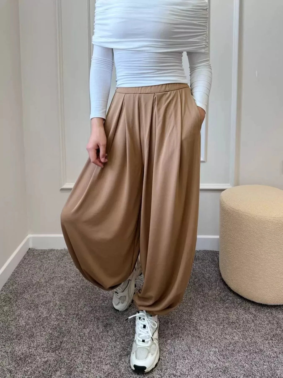 High-Waisted Pleated Wide-Leg Pants