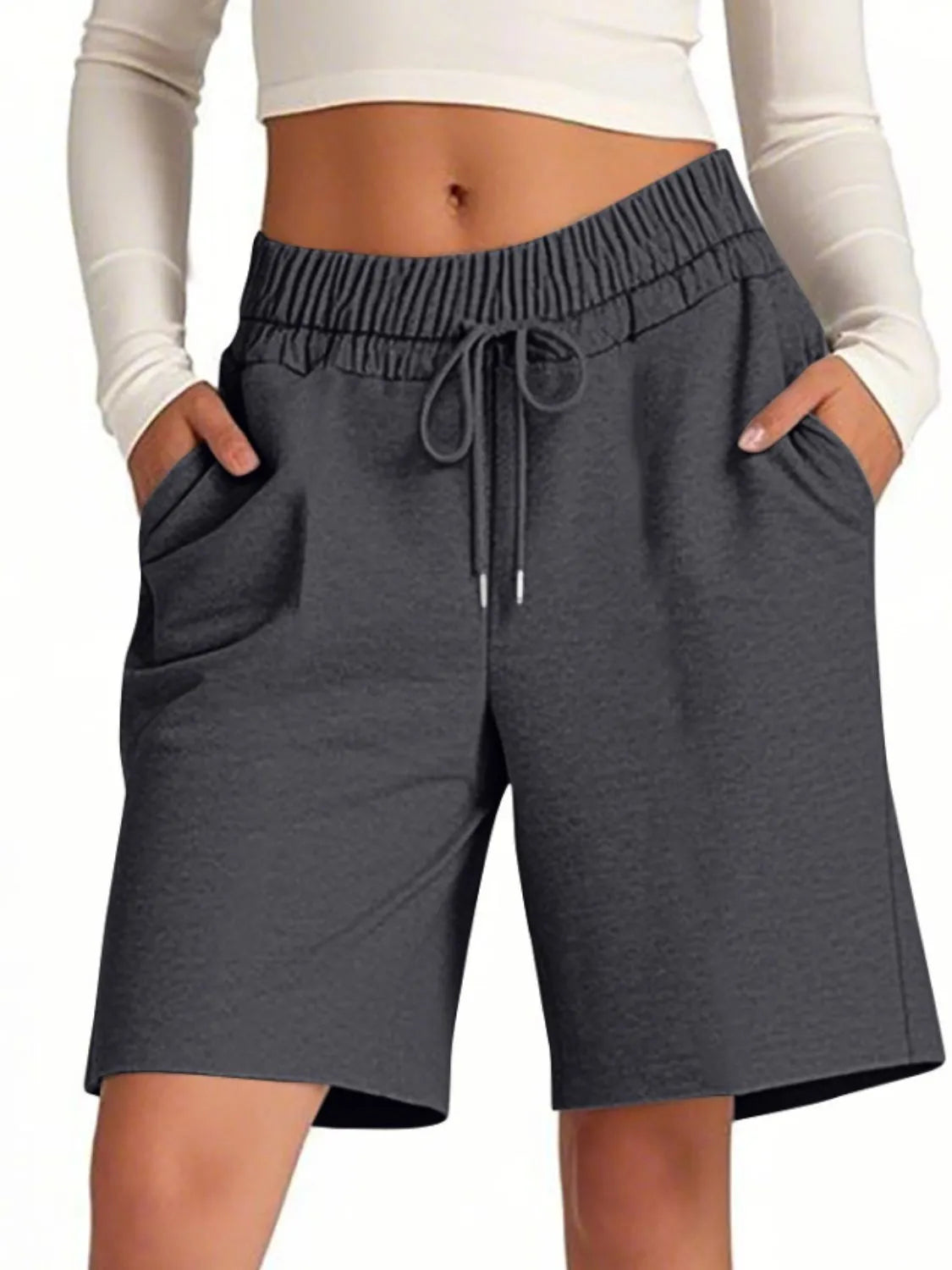 Rayon Drawstring Shorts with Pockets