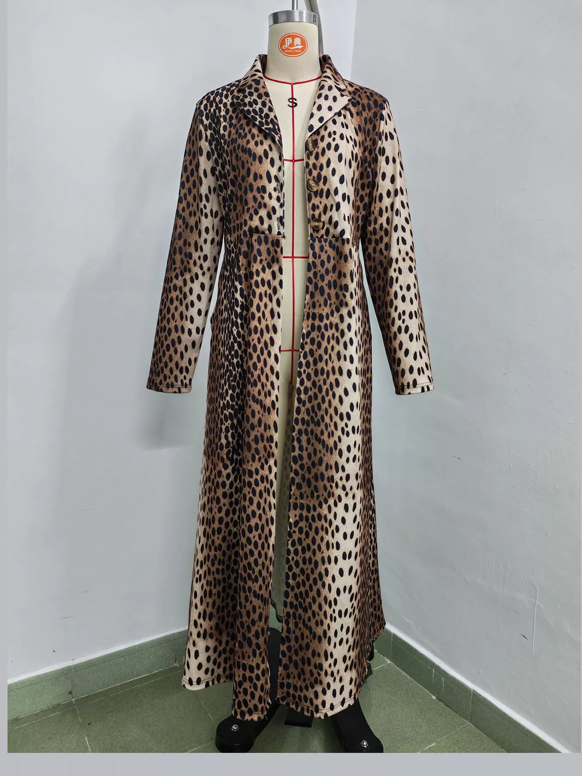 Leopard Print Longline Trench Coat