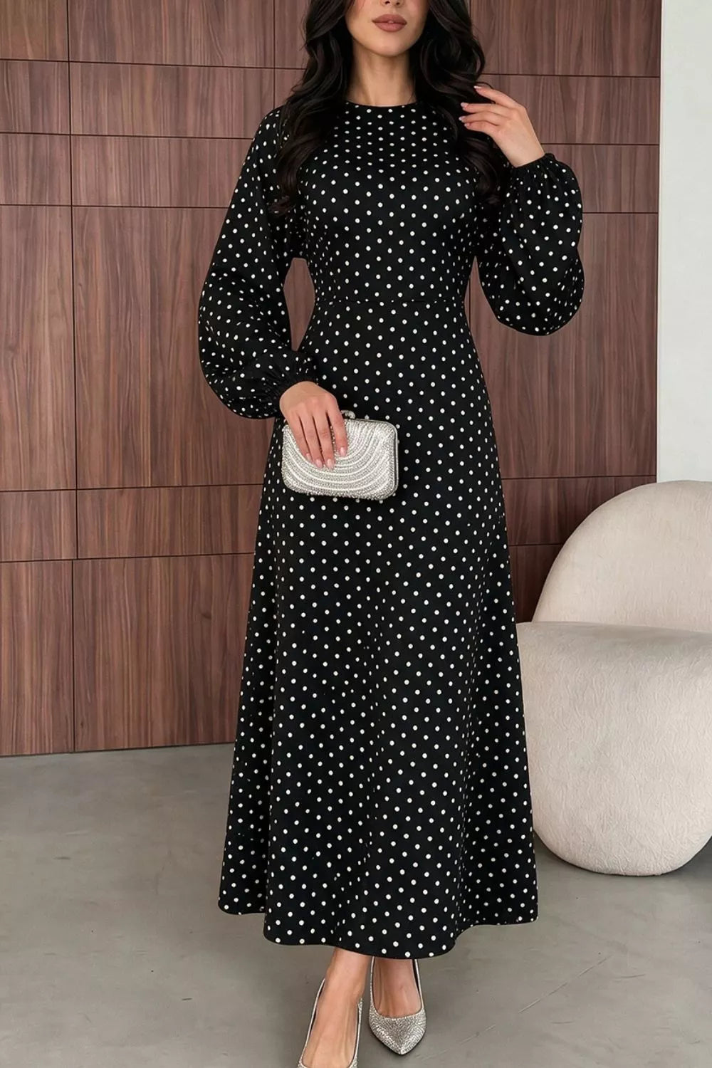 Polka Dot Tie-Waist Maxi Dress