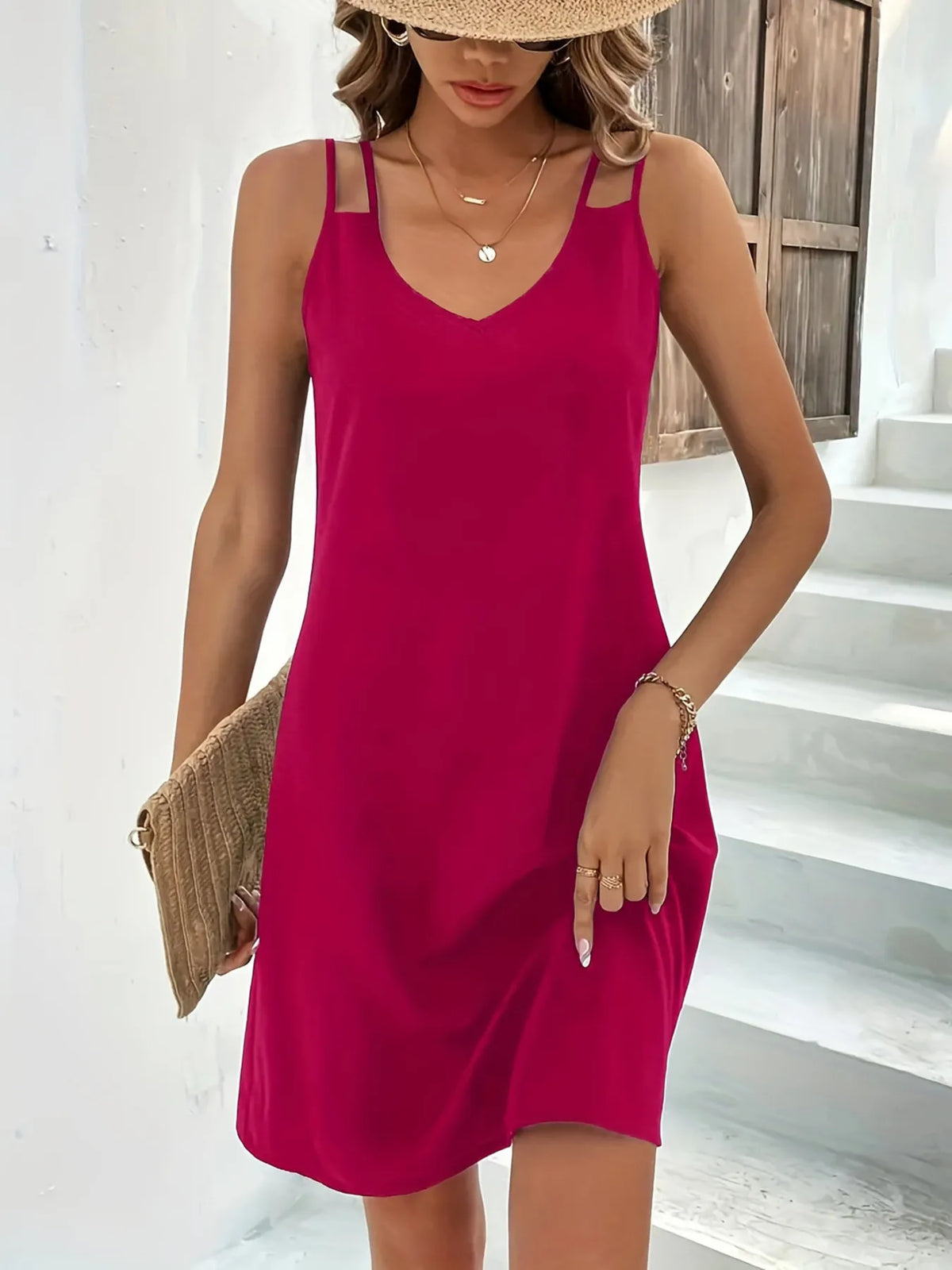 Sleeveless V-Neck Tank Dress