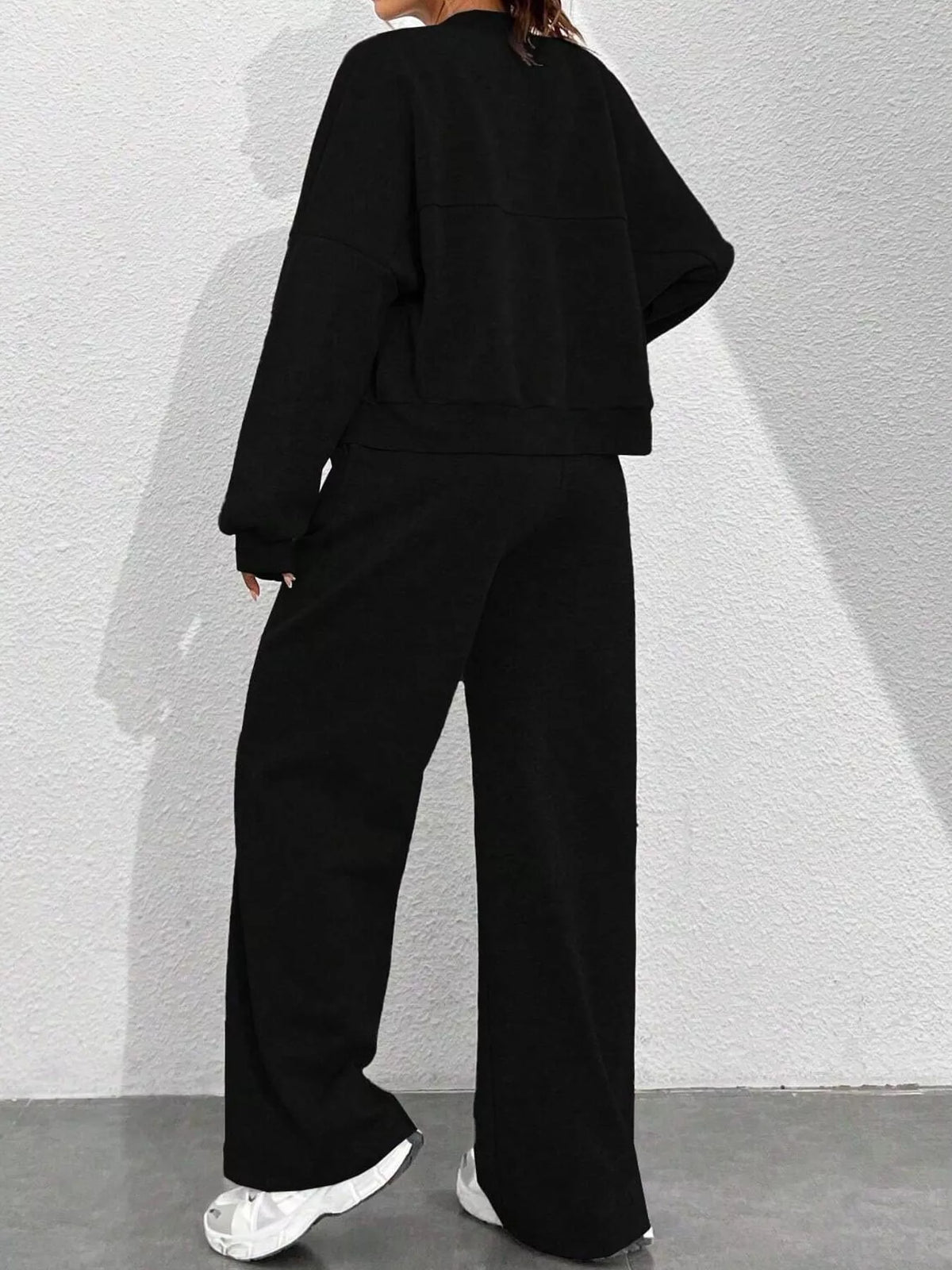 Zip-Up Jacket and Wide-Leg Sweatpants Set