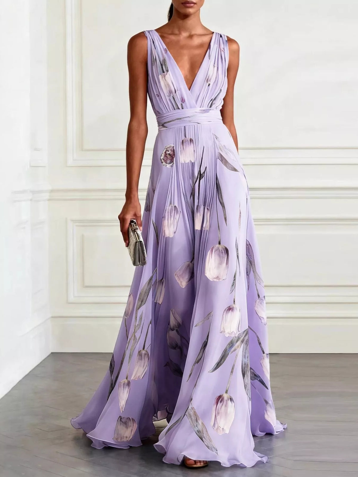 Plus Size Sleeveless Floral Maxi Dress