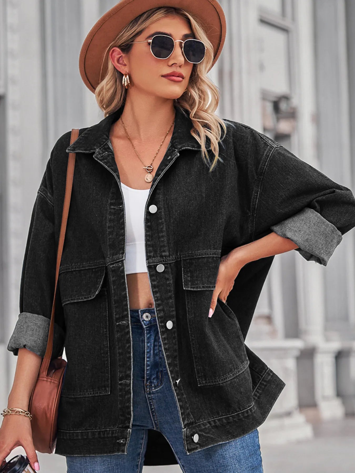 Oversized Long Sleeve Denim Jacket by Moni Wear