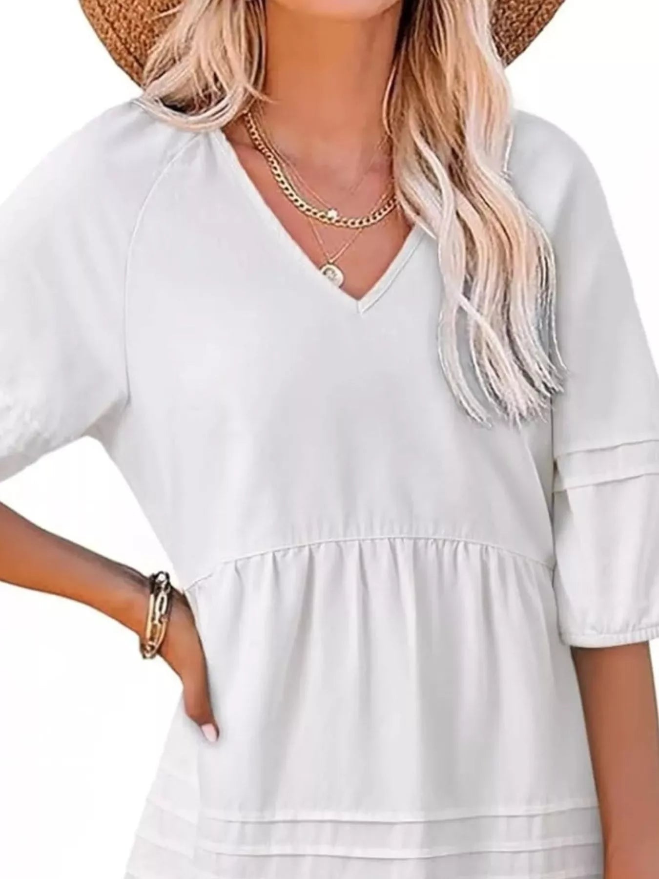 V-Neck Puff Sleeve Denim Mini Dress