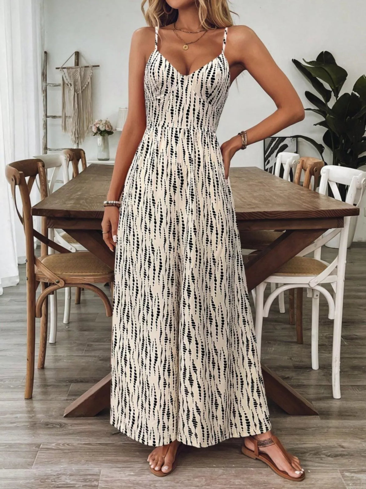 Backless Spaghetti Strap Wide Leg Jumpsuit